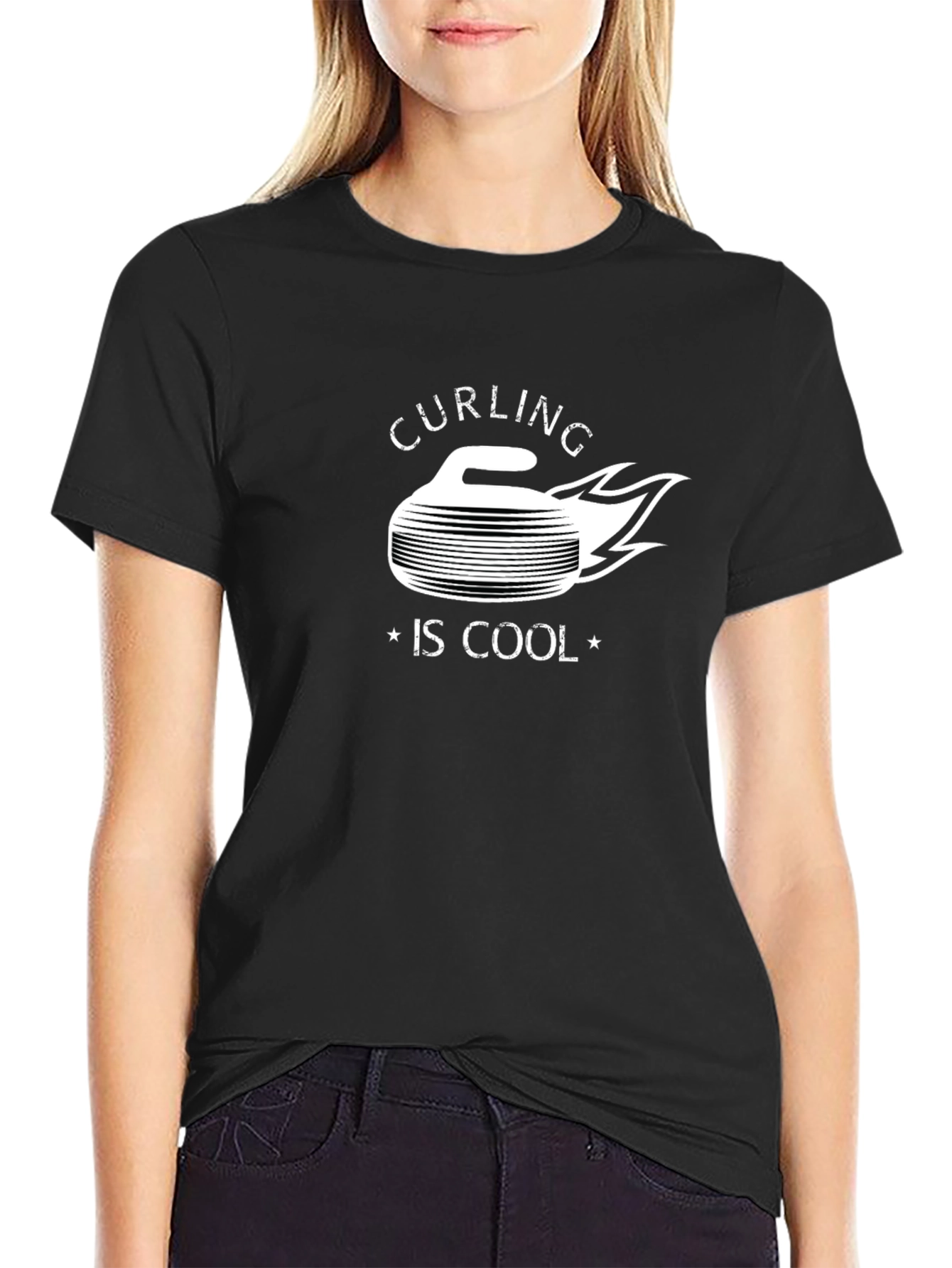 Black Curling Is Cool Black T-Shirt view 2