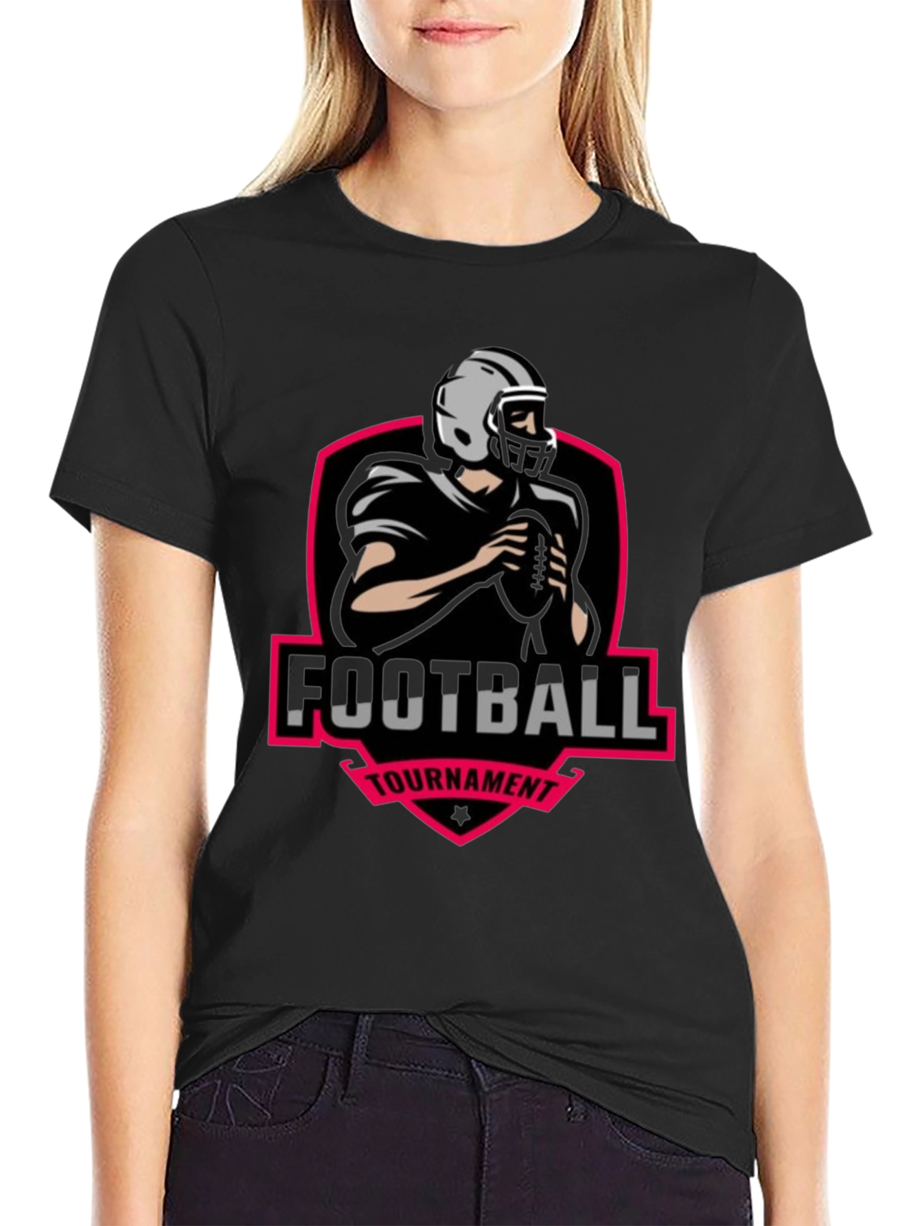 Black Football Tournament Graphic Tee view 2