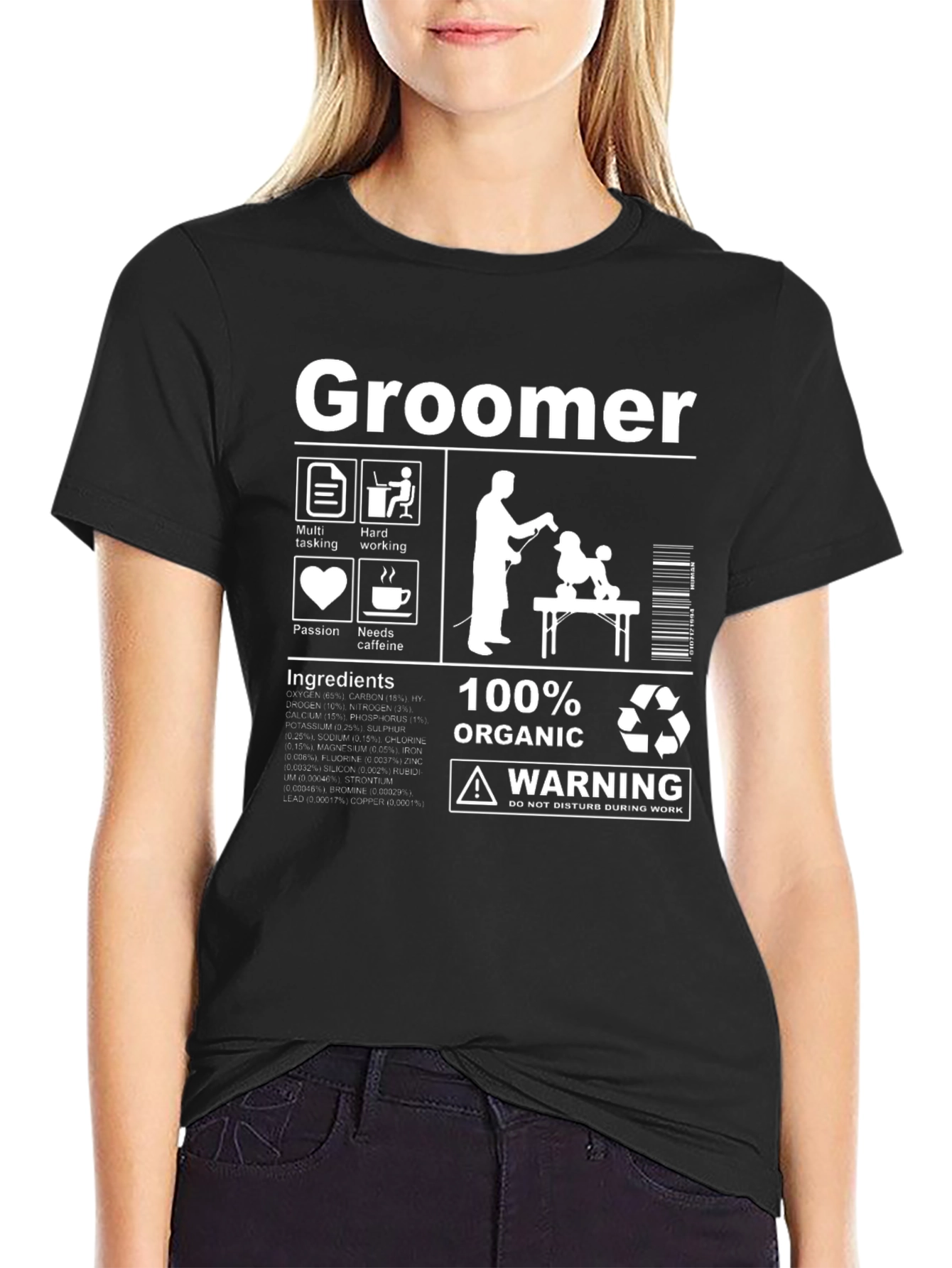 Black Funny Groomer T-Shirt view 2