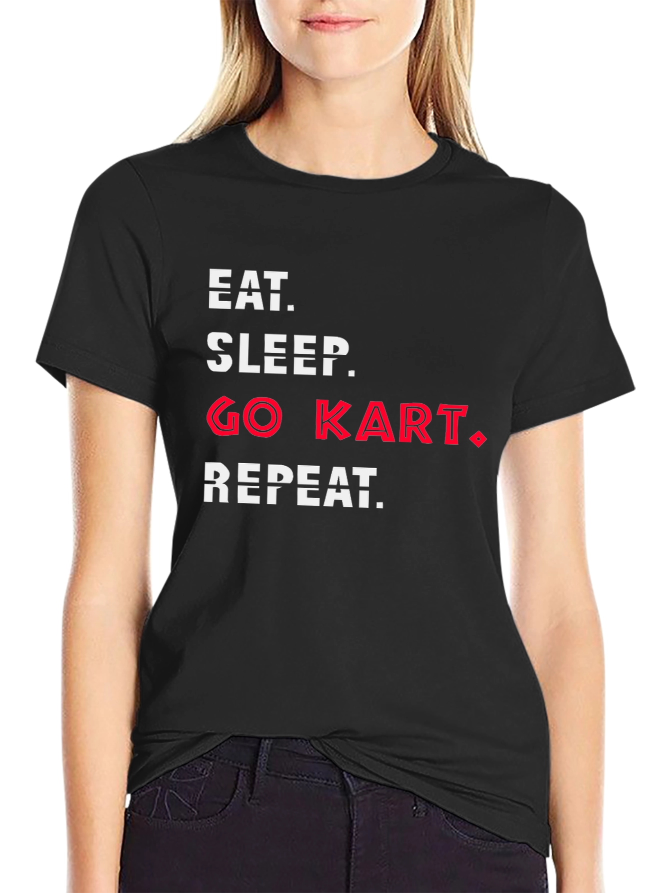 Black Eat Sleep Go Kart Repeat Black T-Shirt view 2