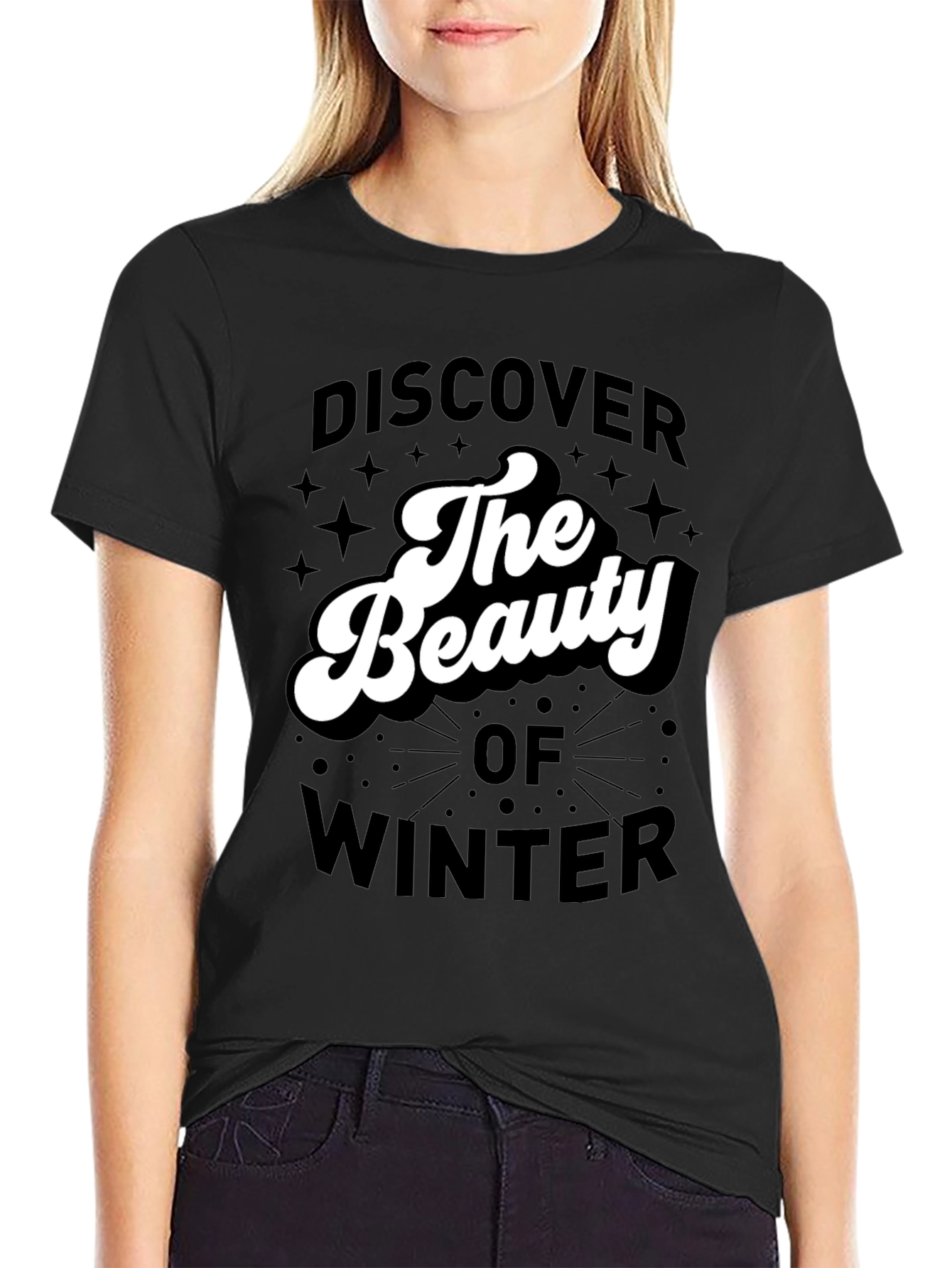 Black Discover The Beauty of Winter Graphic Tee view 2