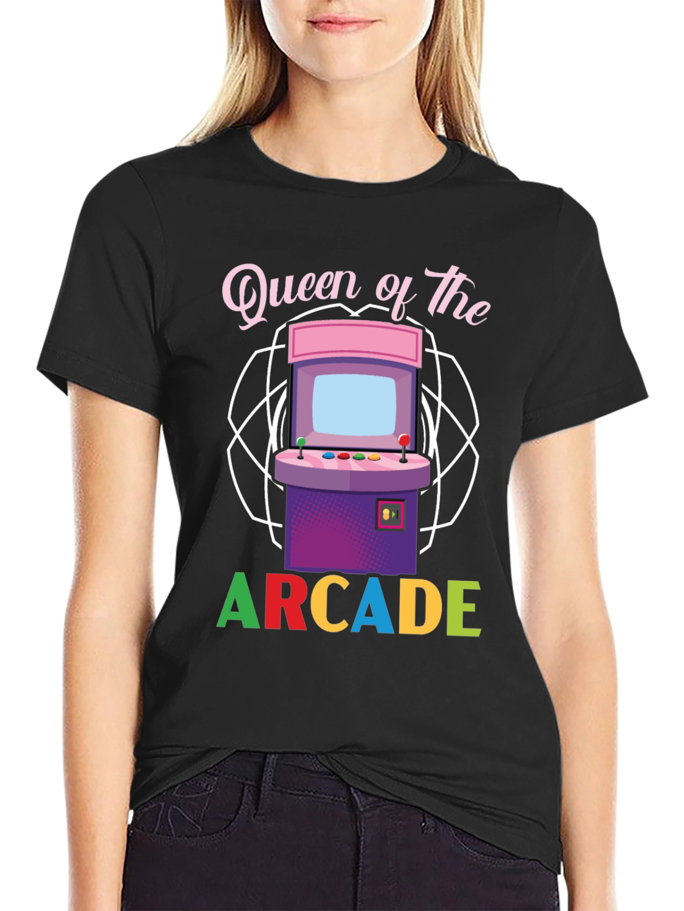Black Queen of the Arcade T-Shirt view 2
