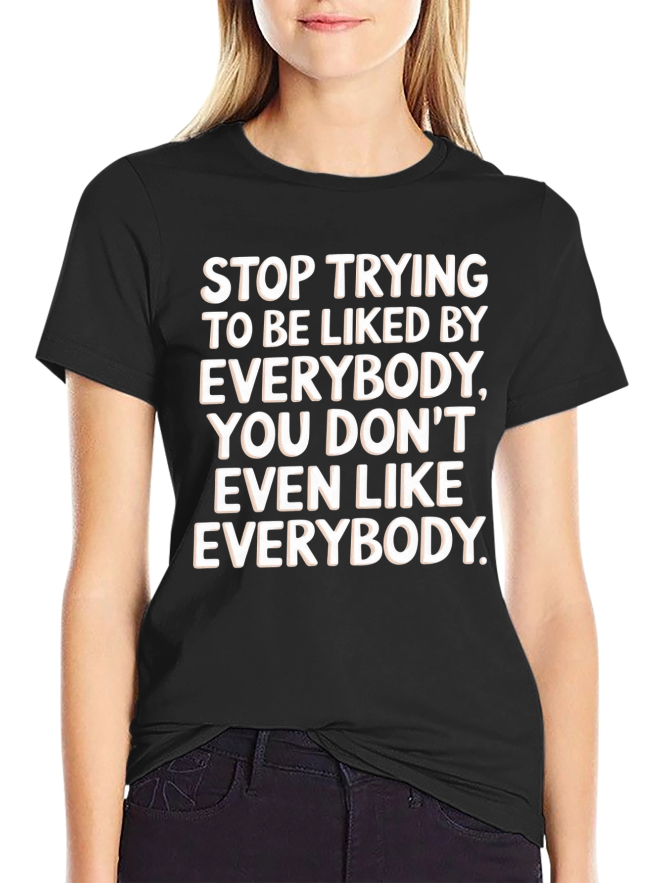 Black Stop Trying T-Shirt, Funny Slogan Tee view 2