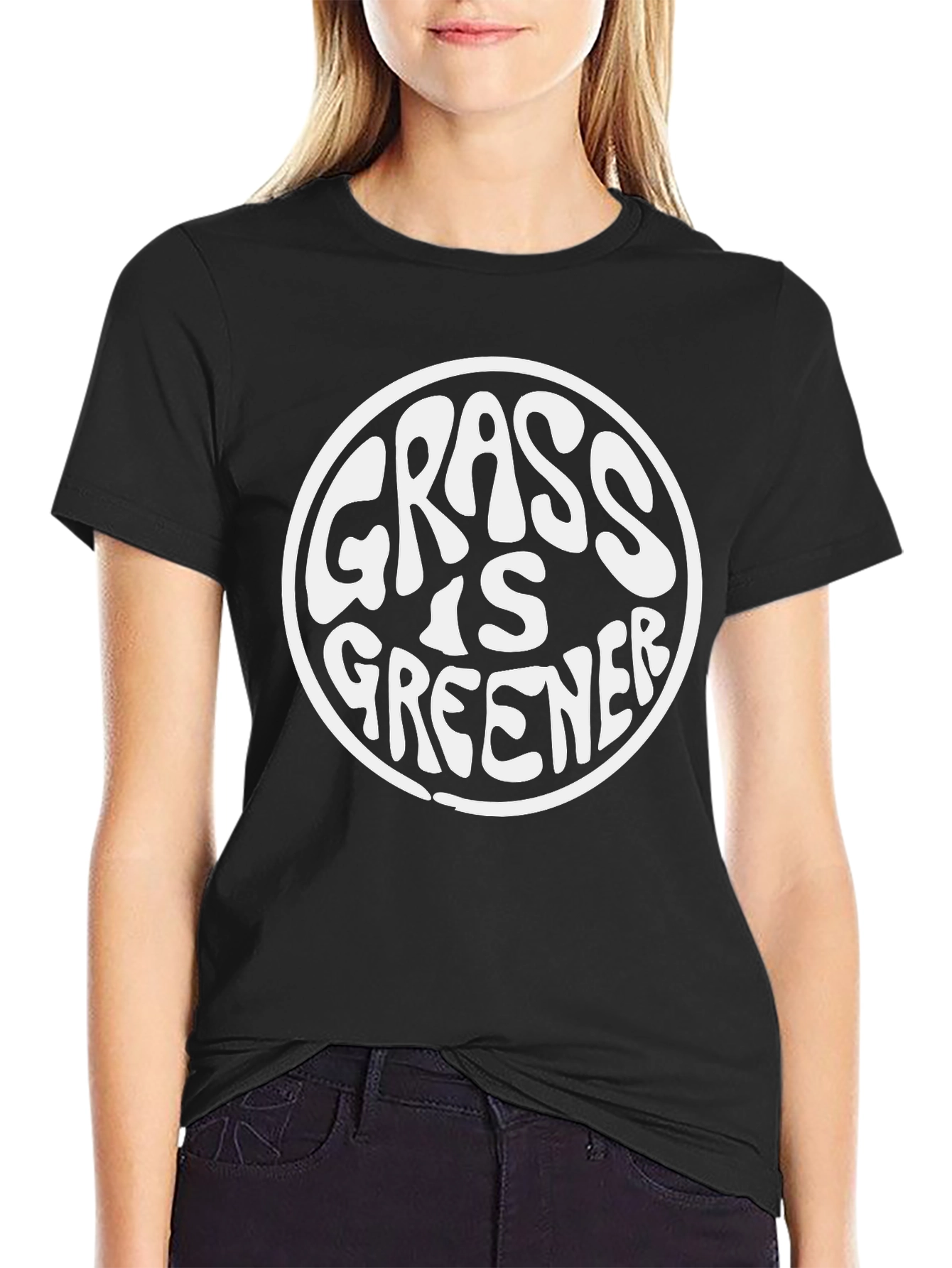Black Grass Is Greener T-Shirt - Black, Classic Fit view 2