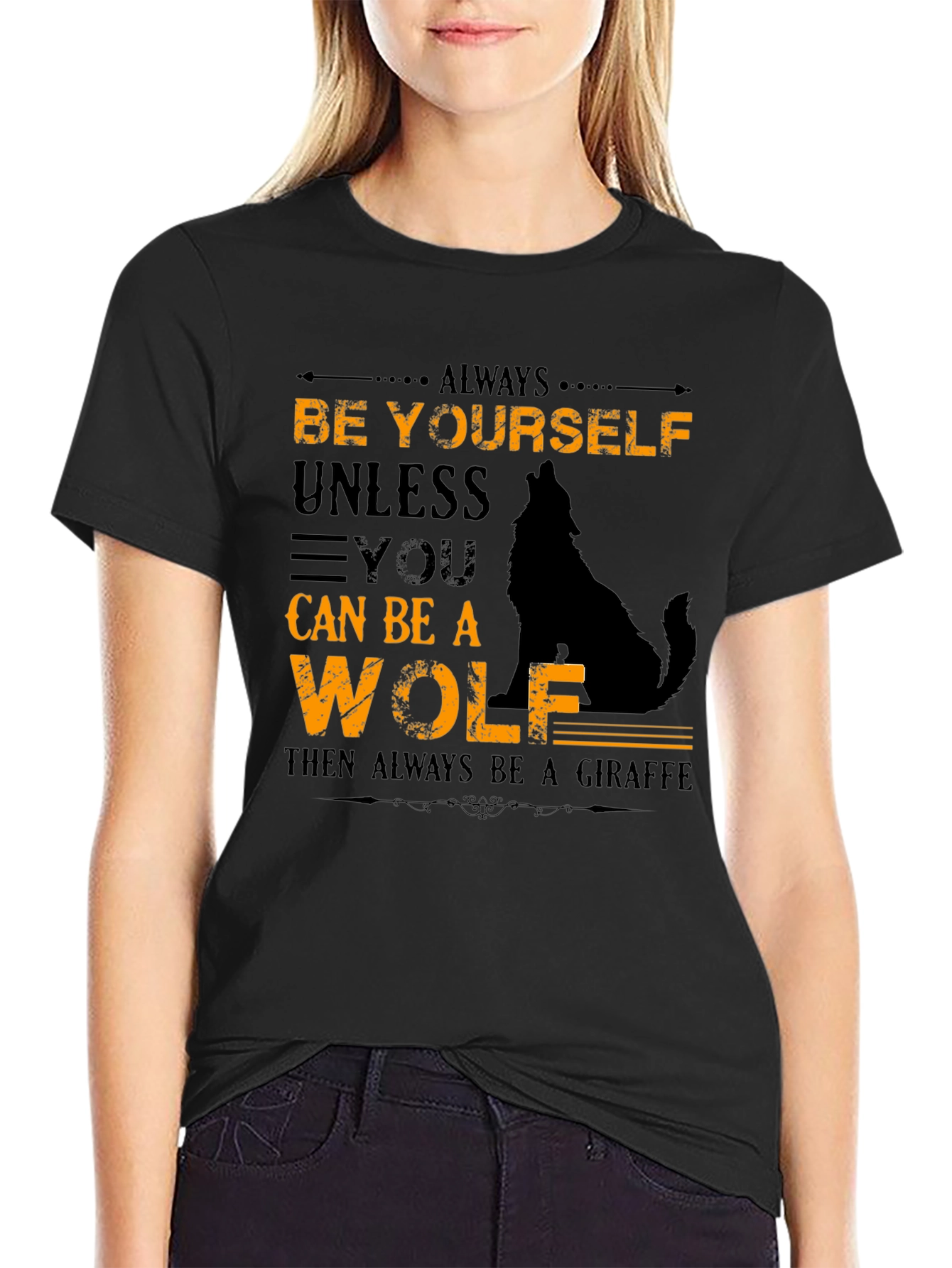 Black Always Be Yourself Unless You Can Be A Wolf T-Shirt view 2