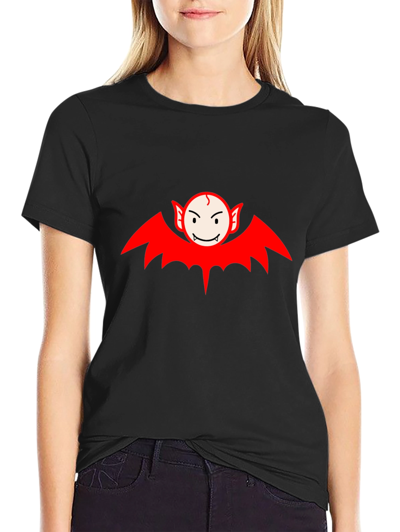 Black Cartoon Vampire T-Shirt - Spooky Fun view 2