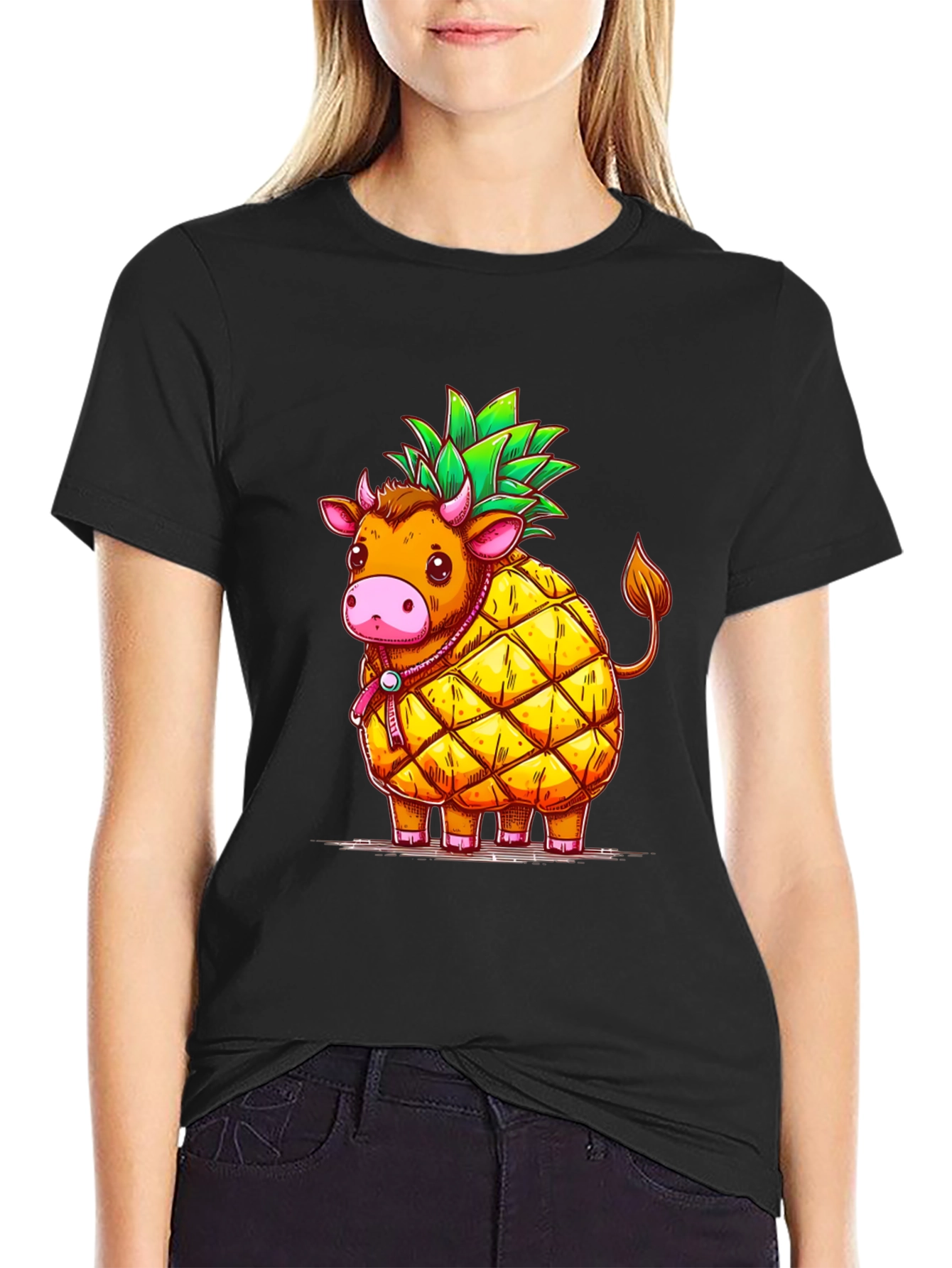 Black Pineapple Cow Graphic Tee view 2