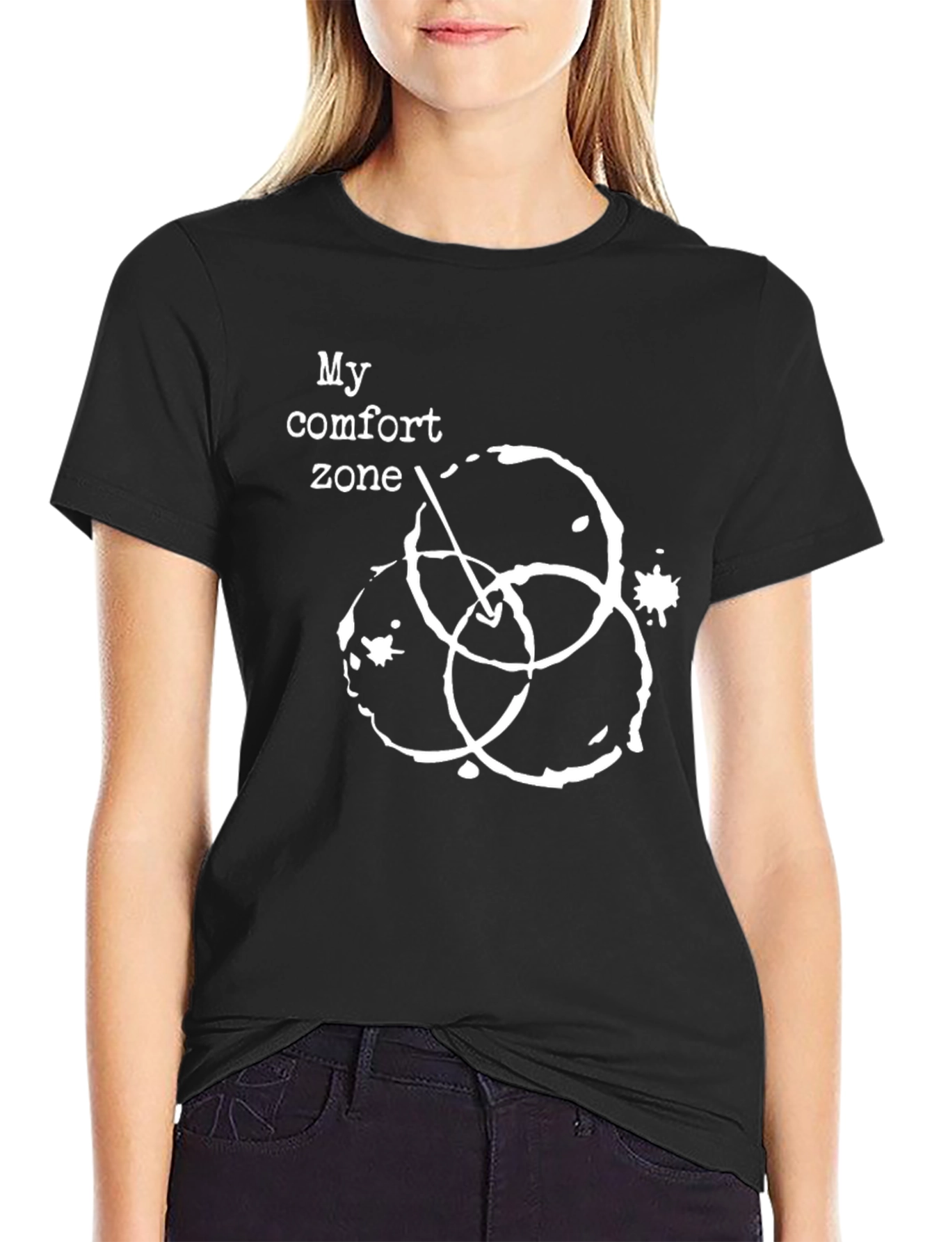 Black My Comfort Zone Venn Diagram Graphic T-Shirt view 2