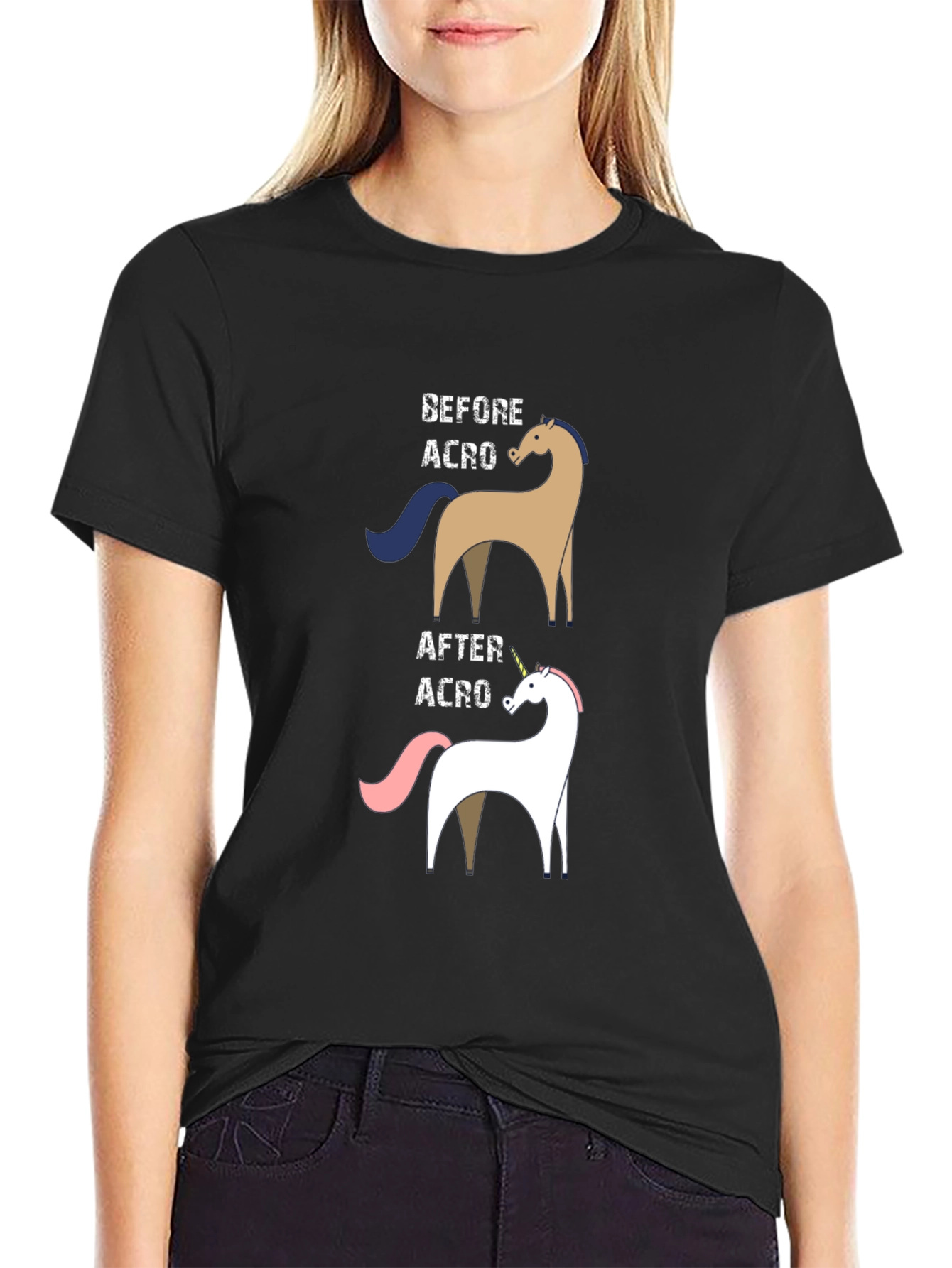 Black Funny Acro Unicorn T-Shirt view 2