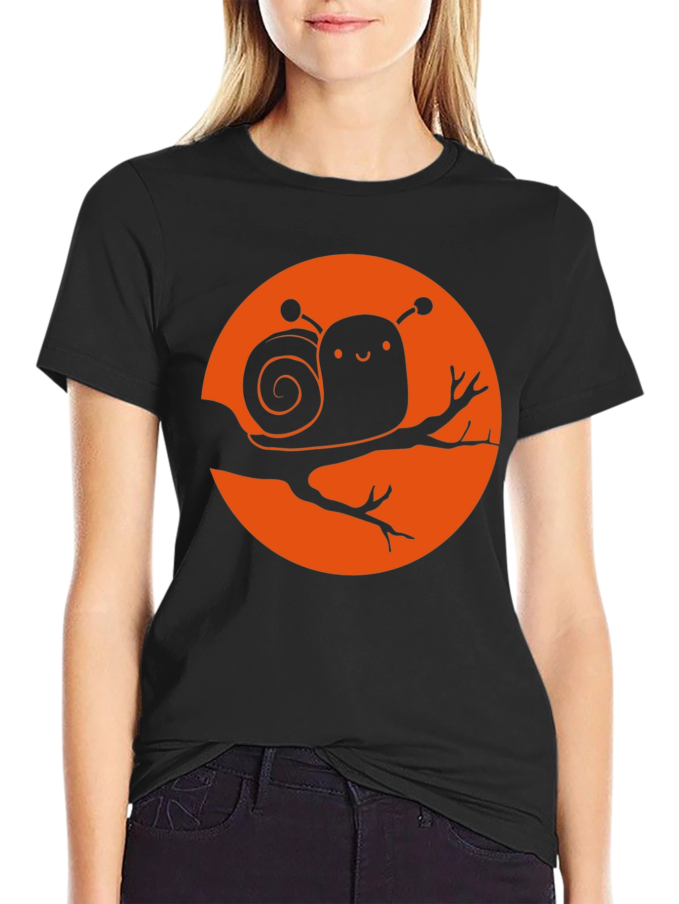 Black Cute Snail Graphic Tee - Unique Design view 2