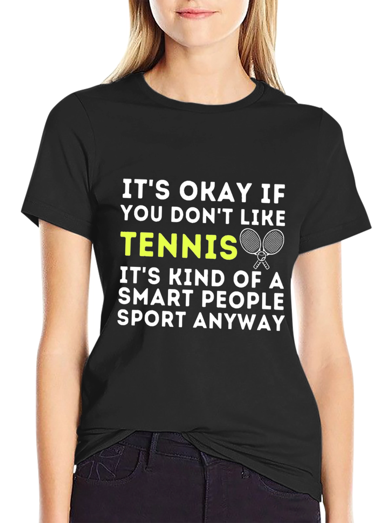 Black Funny Tennis Smart People Graphic T-Shirt view 2