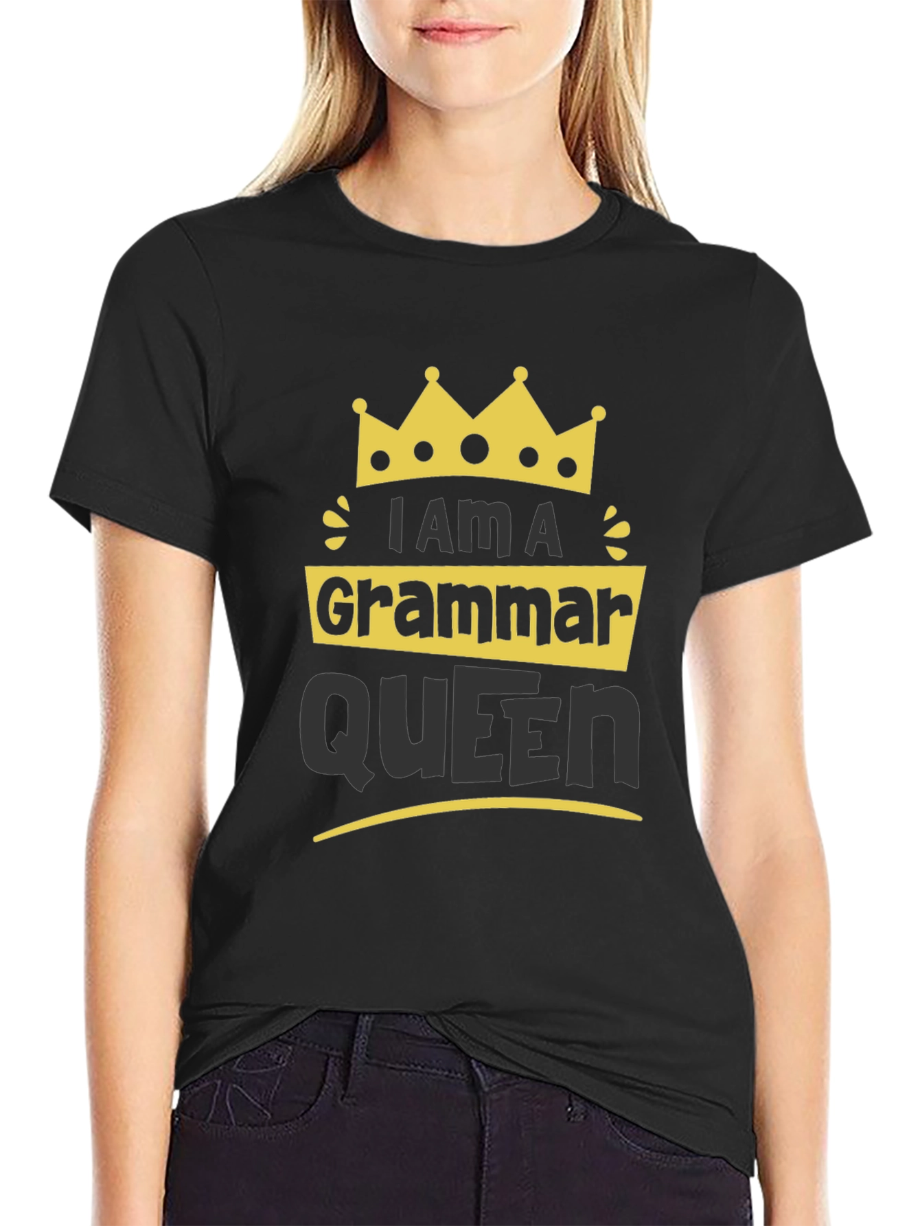 Black Grammar Queen T-Shirt - Funny Novelty Tee view 2