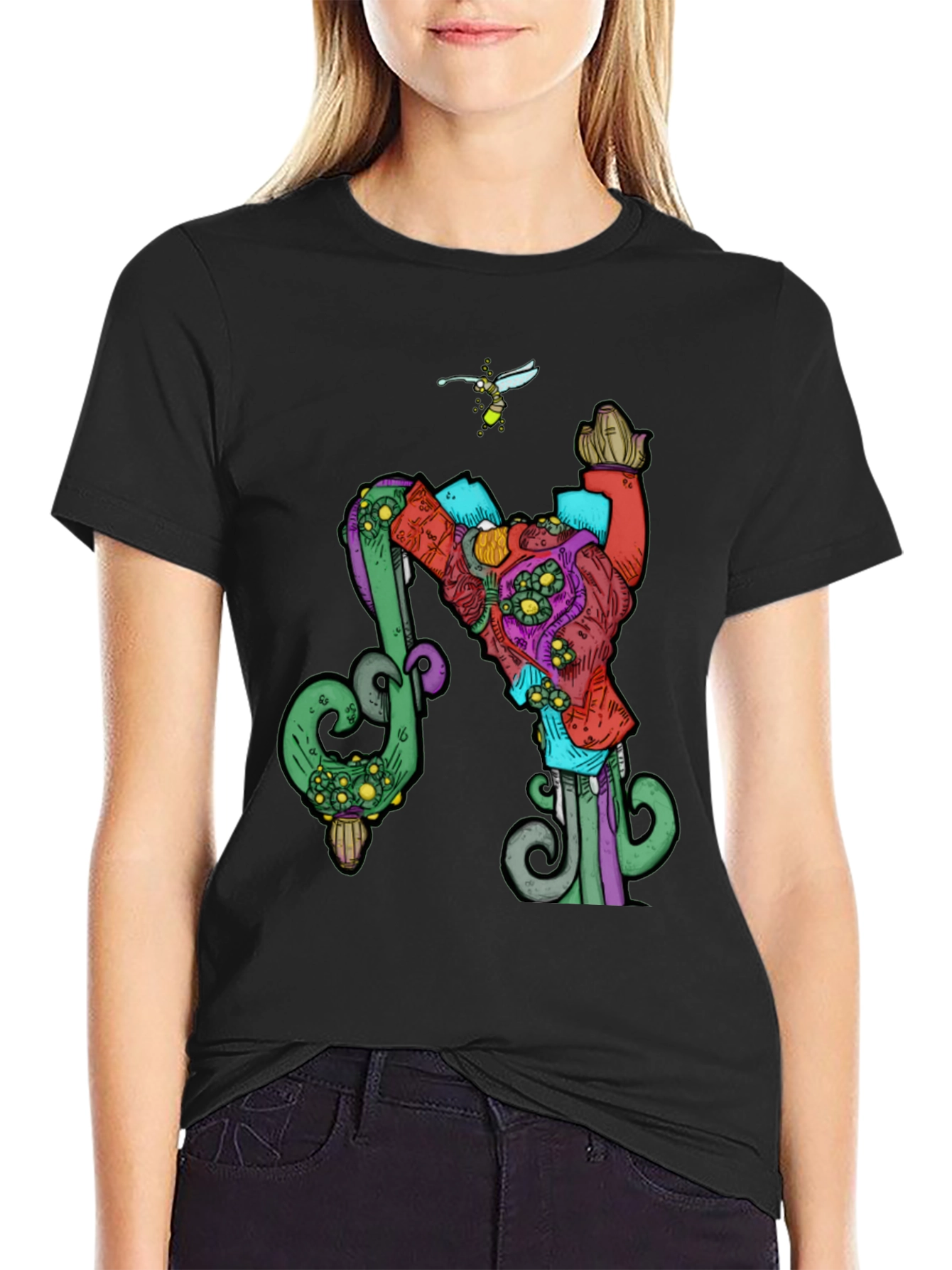 Whimsical Graphic Tee - Firefly Design - 2