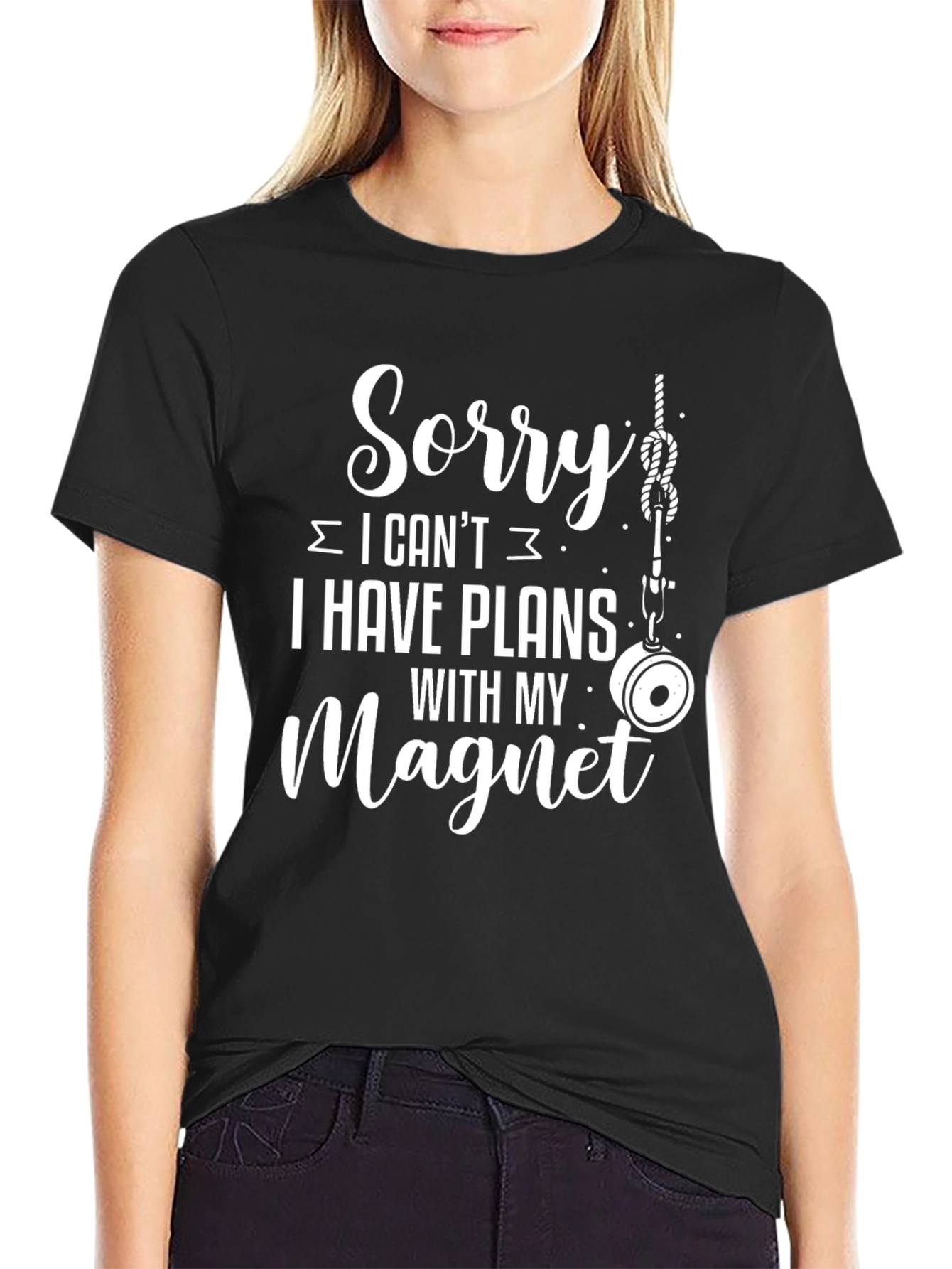 Sorry I have Plans with My Magnet Black T-Shirt - 2