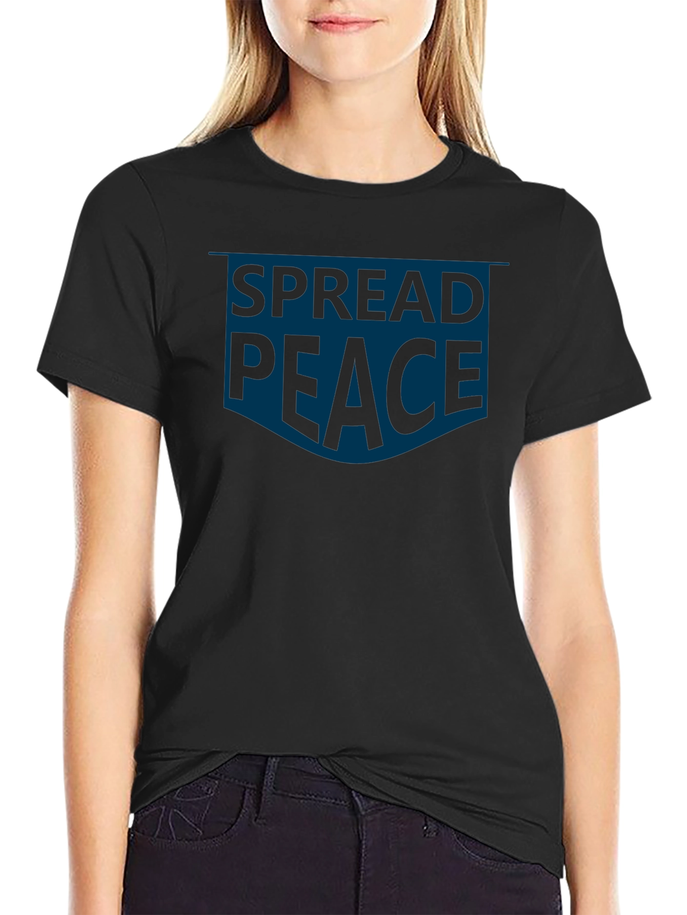 Black Spread Peace T-Shirt - Mens Casual Graphic Tee view 2