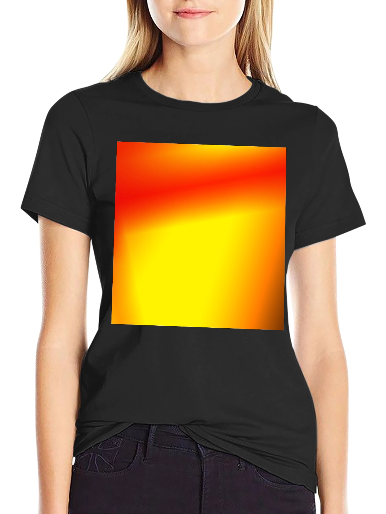 Black Bold Black T-Shirt with Abstract Gradient Design view 2