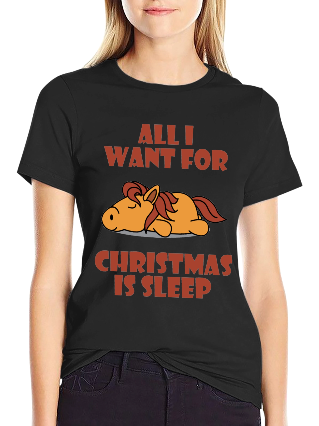 Black Sleepy Horse Christmas T-Shirt view 2