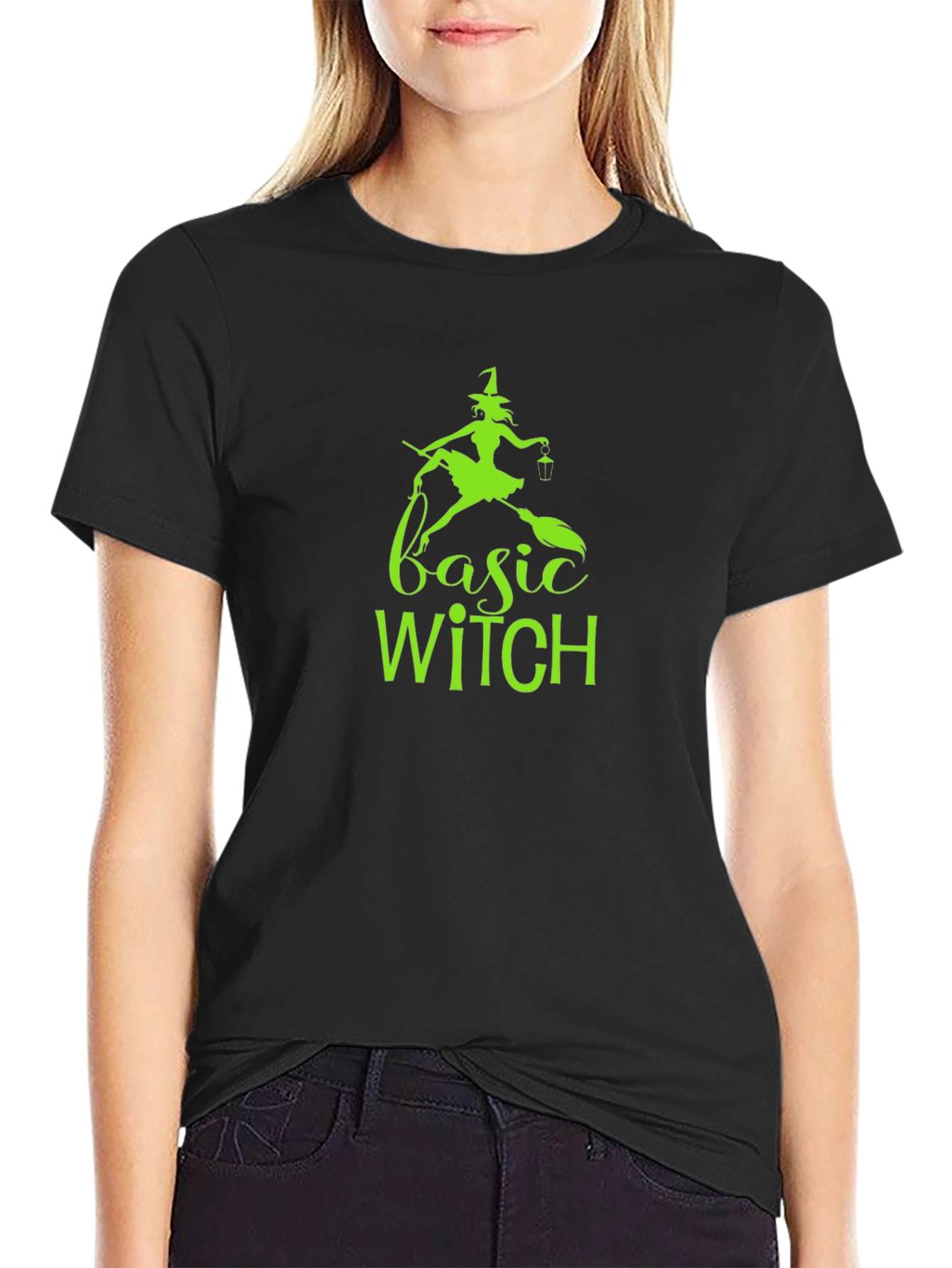 Black Basic Witch Graphic Tee - Halloween Shirt view 2
