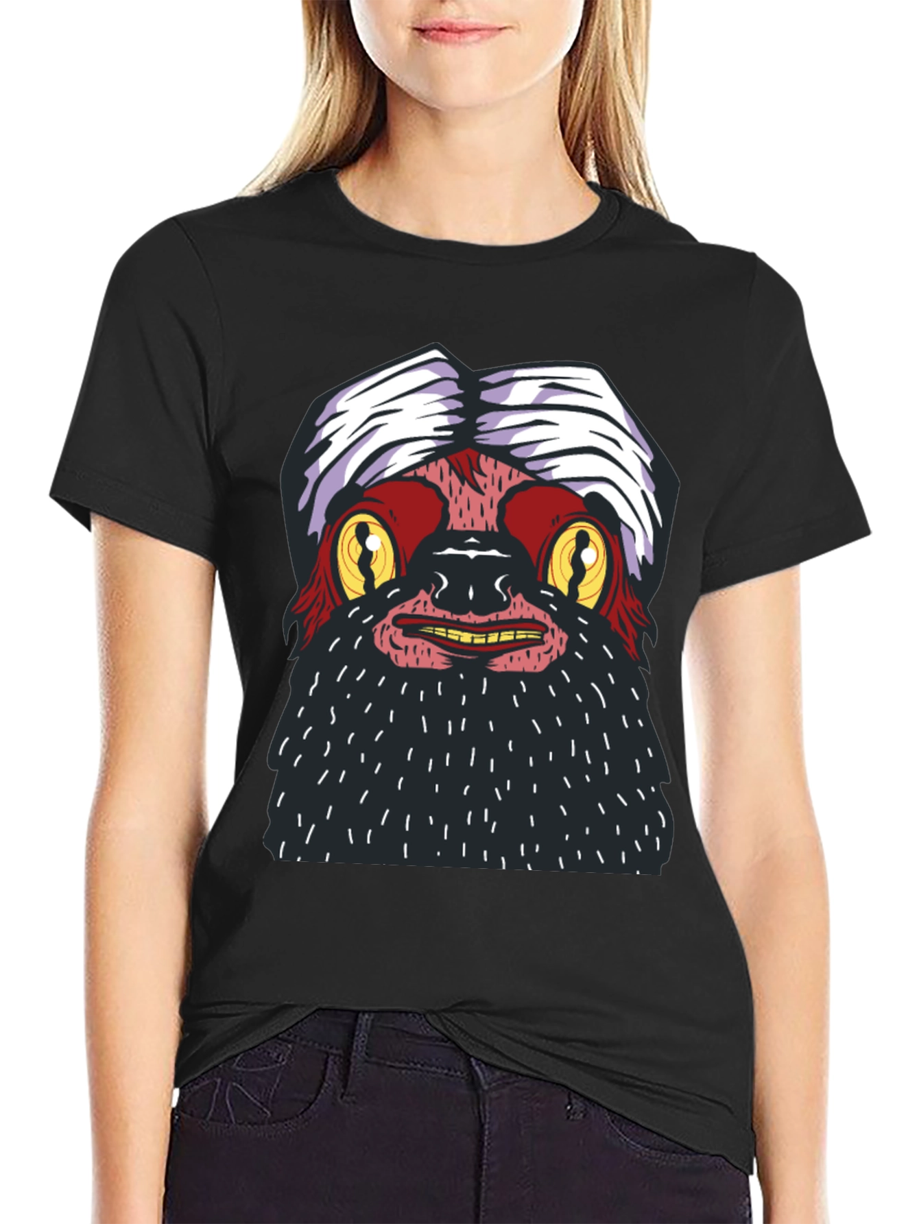 Black Grotesque Cartoon T-Shirt view 2