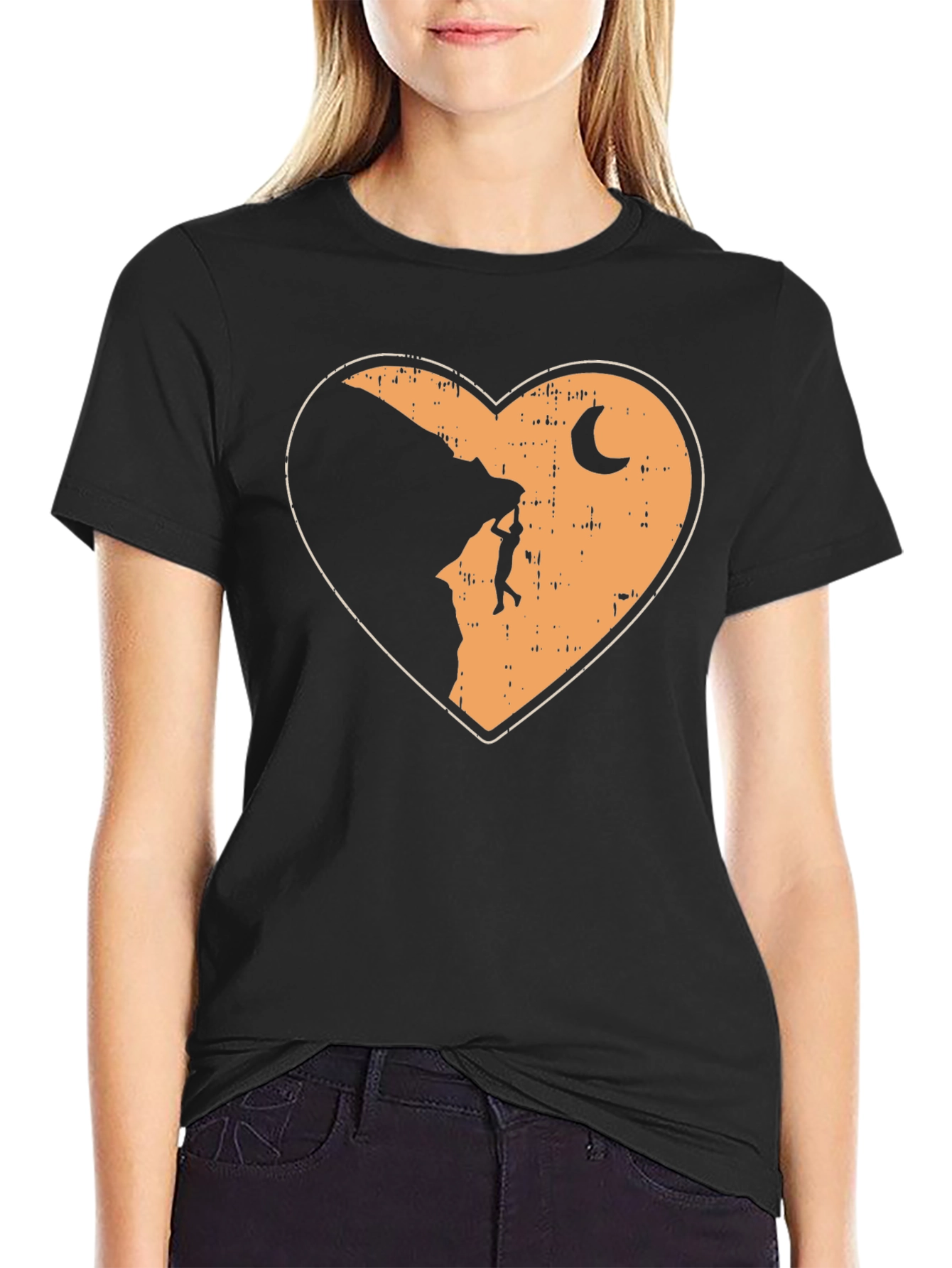 Black Climbing Heart Graphic T-Shirt - Adventure Tee view 2