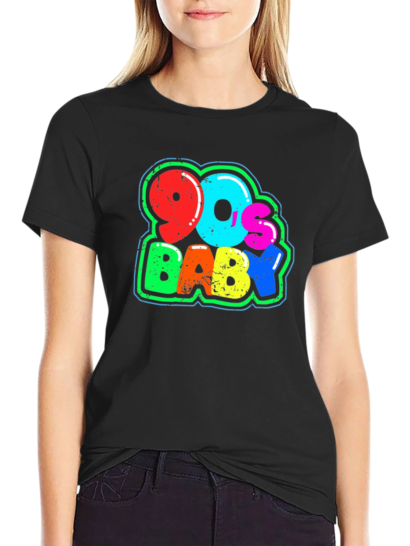 Black 90s Baby T-Shirt Black Cotton Blend view 2