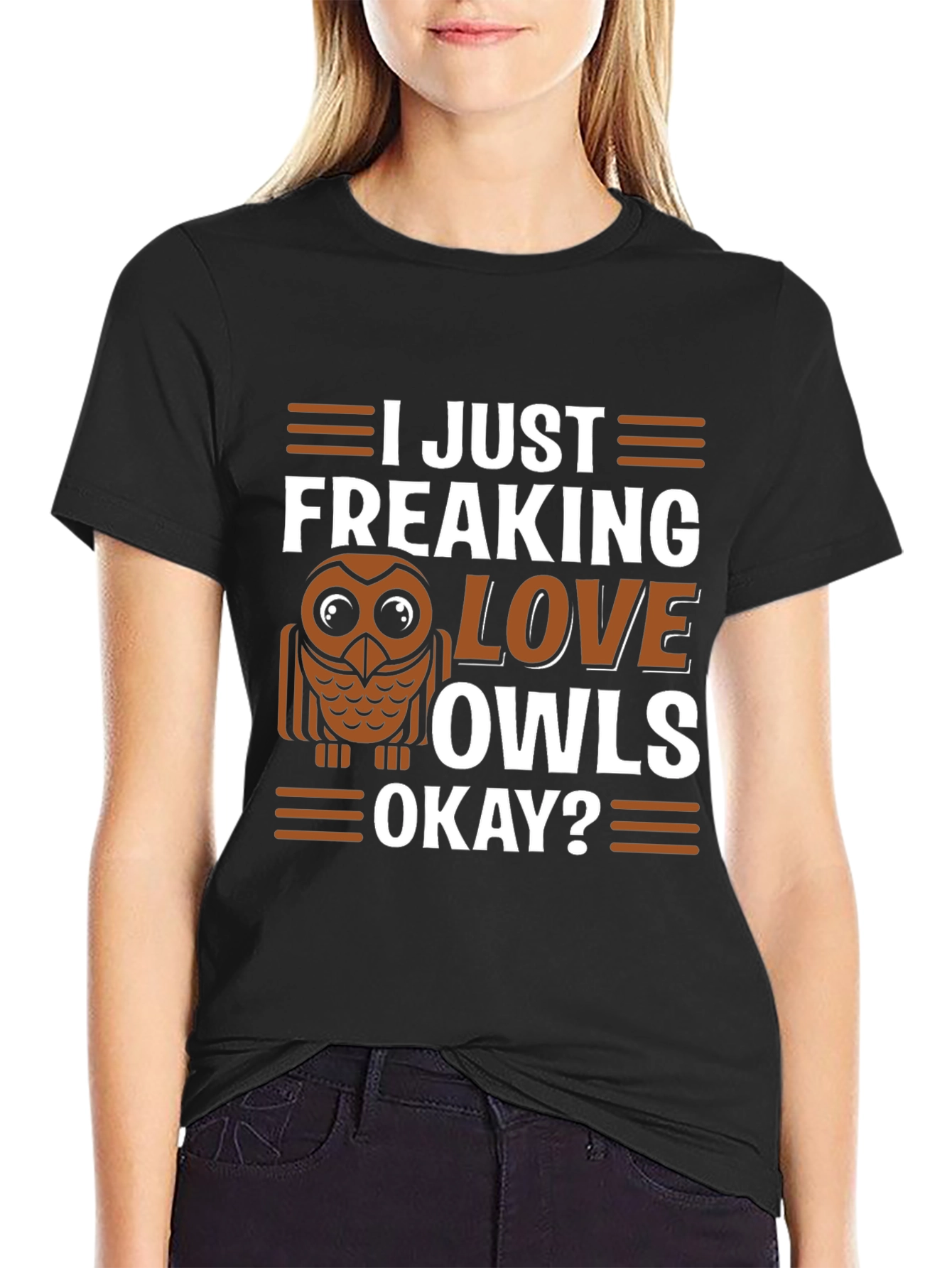 Black I Just Freaking Love Owls T-Shirt view 2