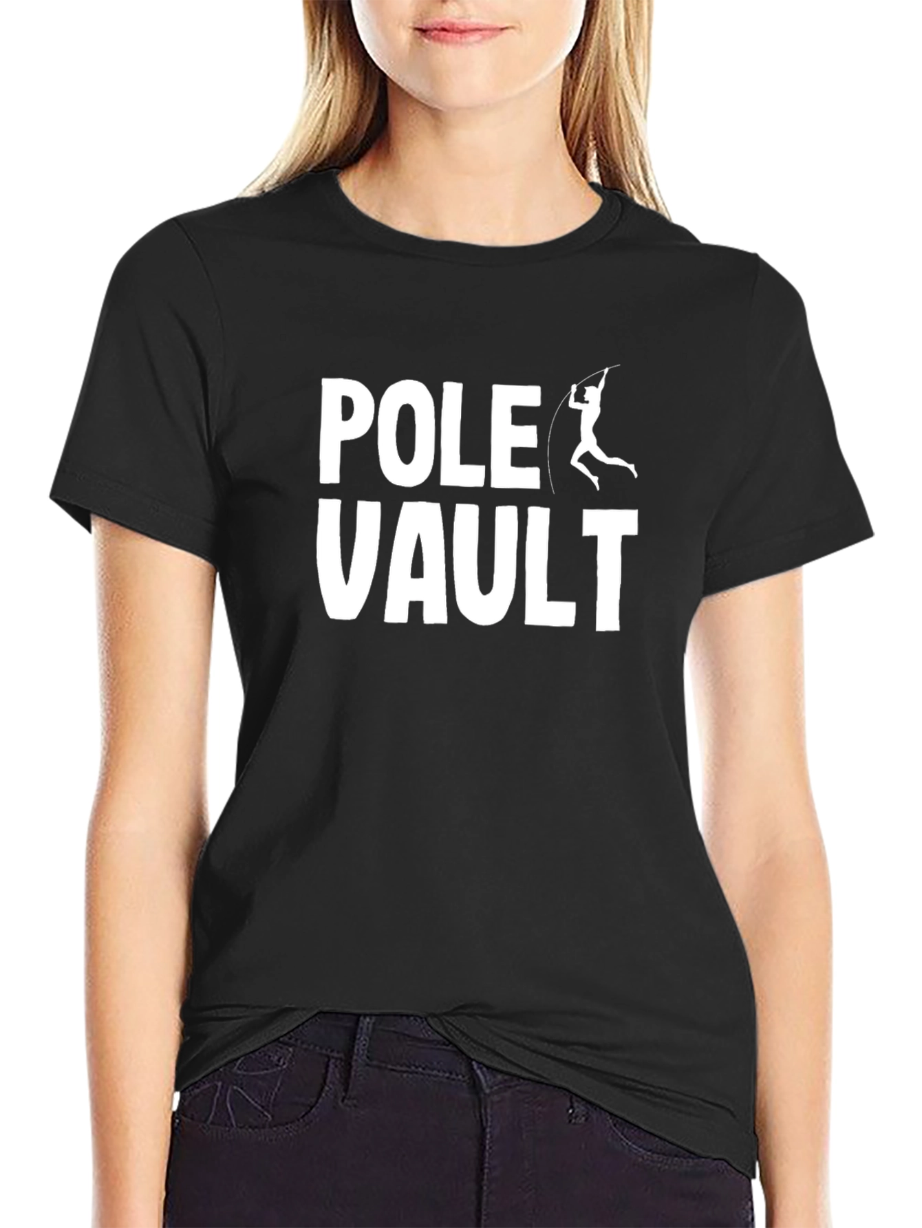 Black Pole Vault T-Shirt - Athletic Sport Tee view 2