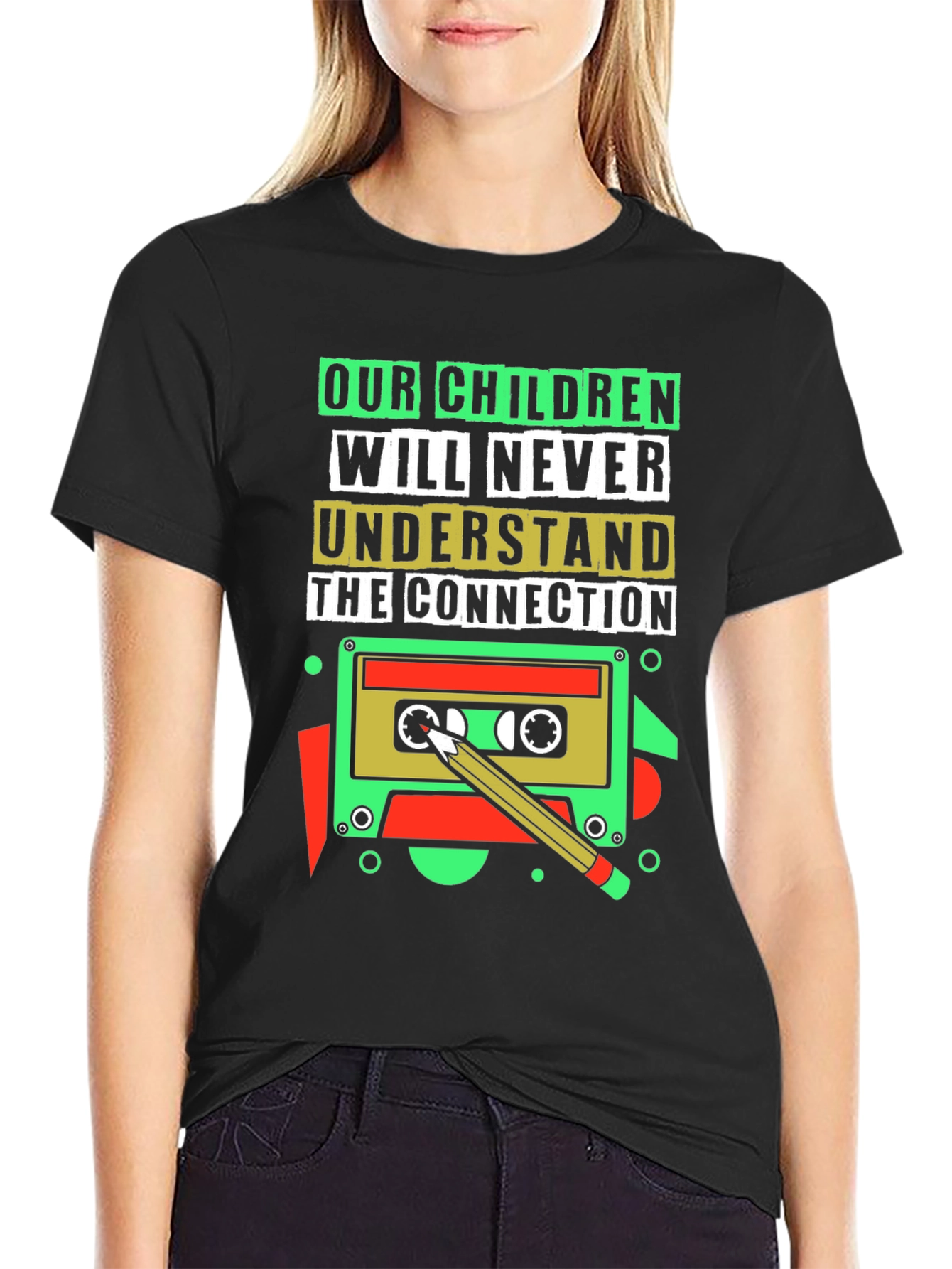 Black Retro Cassette Tape T-Shirt - 80s/90s Throwback view 2