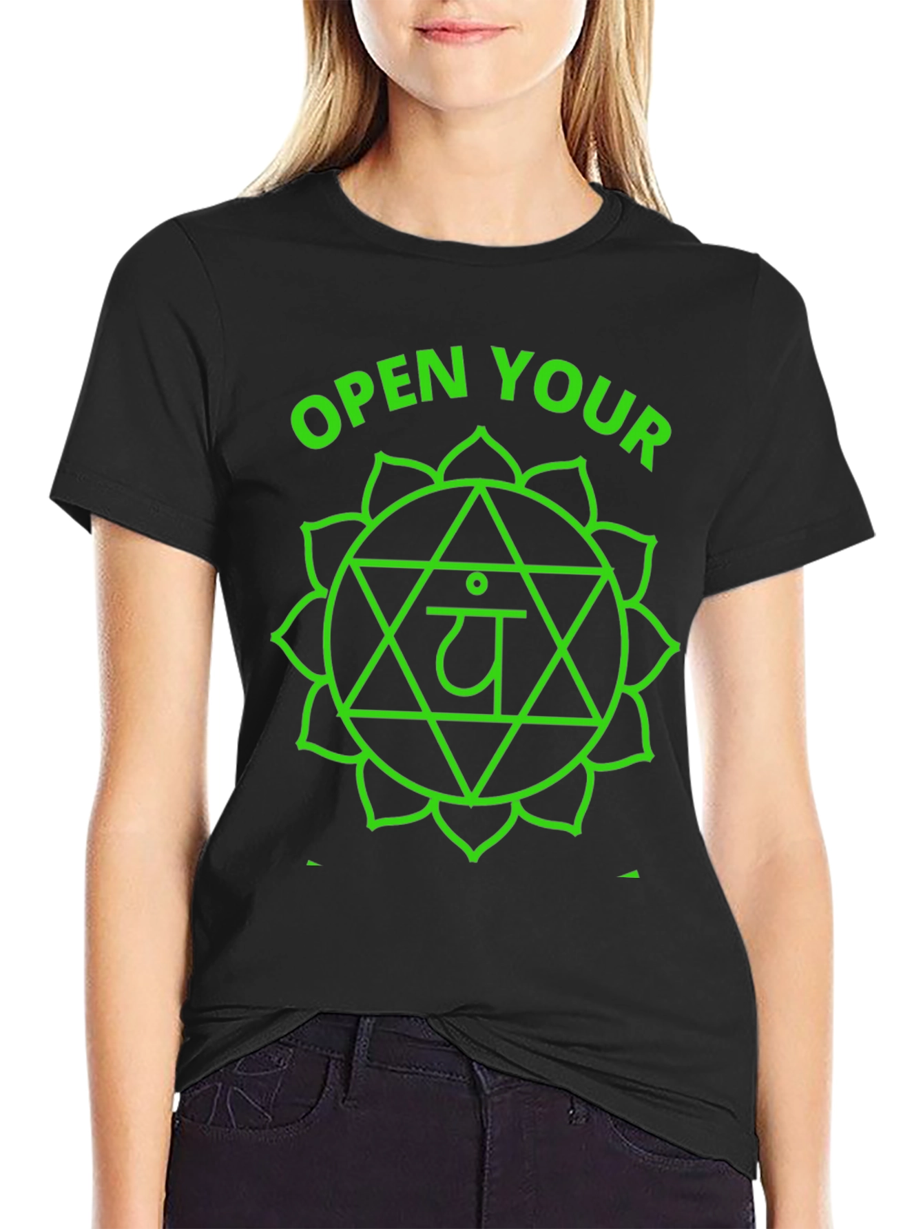 Black Open Your Heart Chakra T-Shirt - Spiritual Tee view 2
