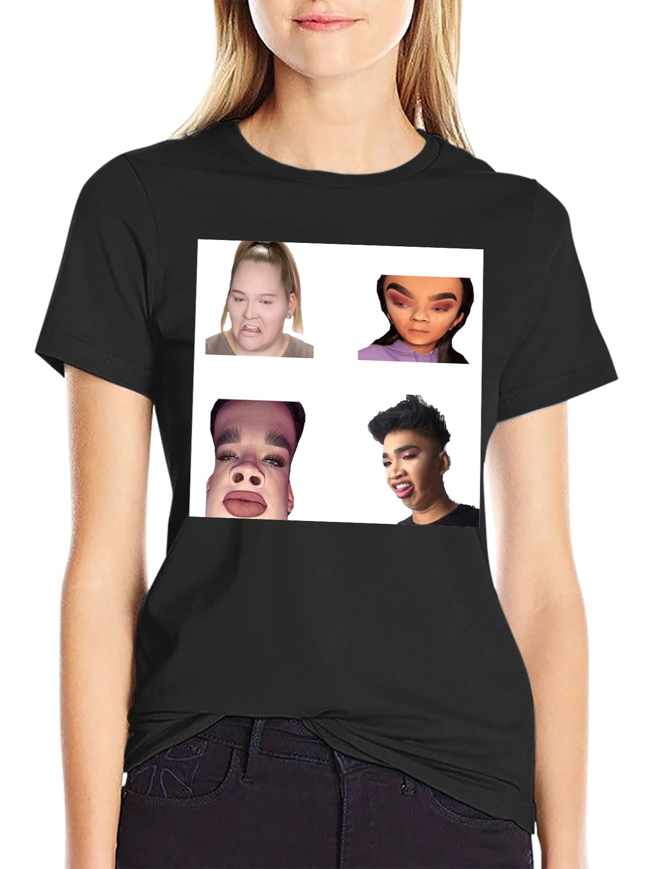 Black Meme Faces Graphic Tee - Funny Unisex T-Shirt view 2