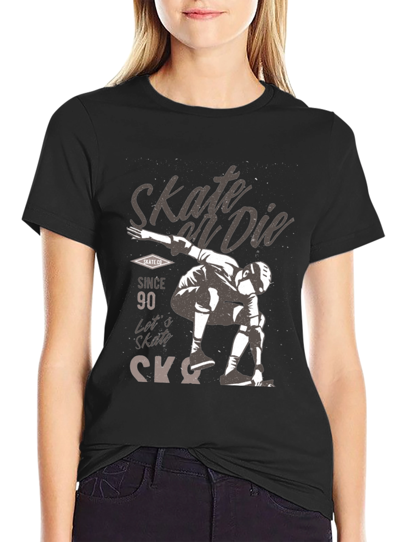 Black Skate or Die Graphic Tee - Skateboarding T-Shirt view 2