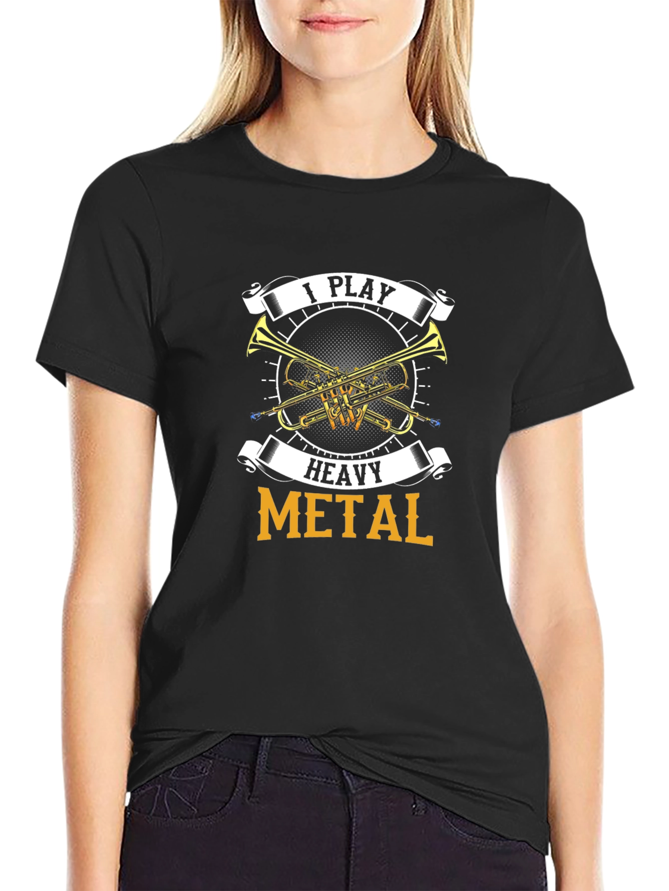 Black I Play Heavy Metal T-Shirt - Musician Gift view 2