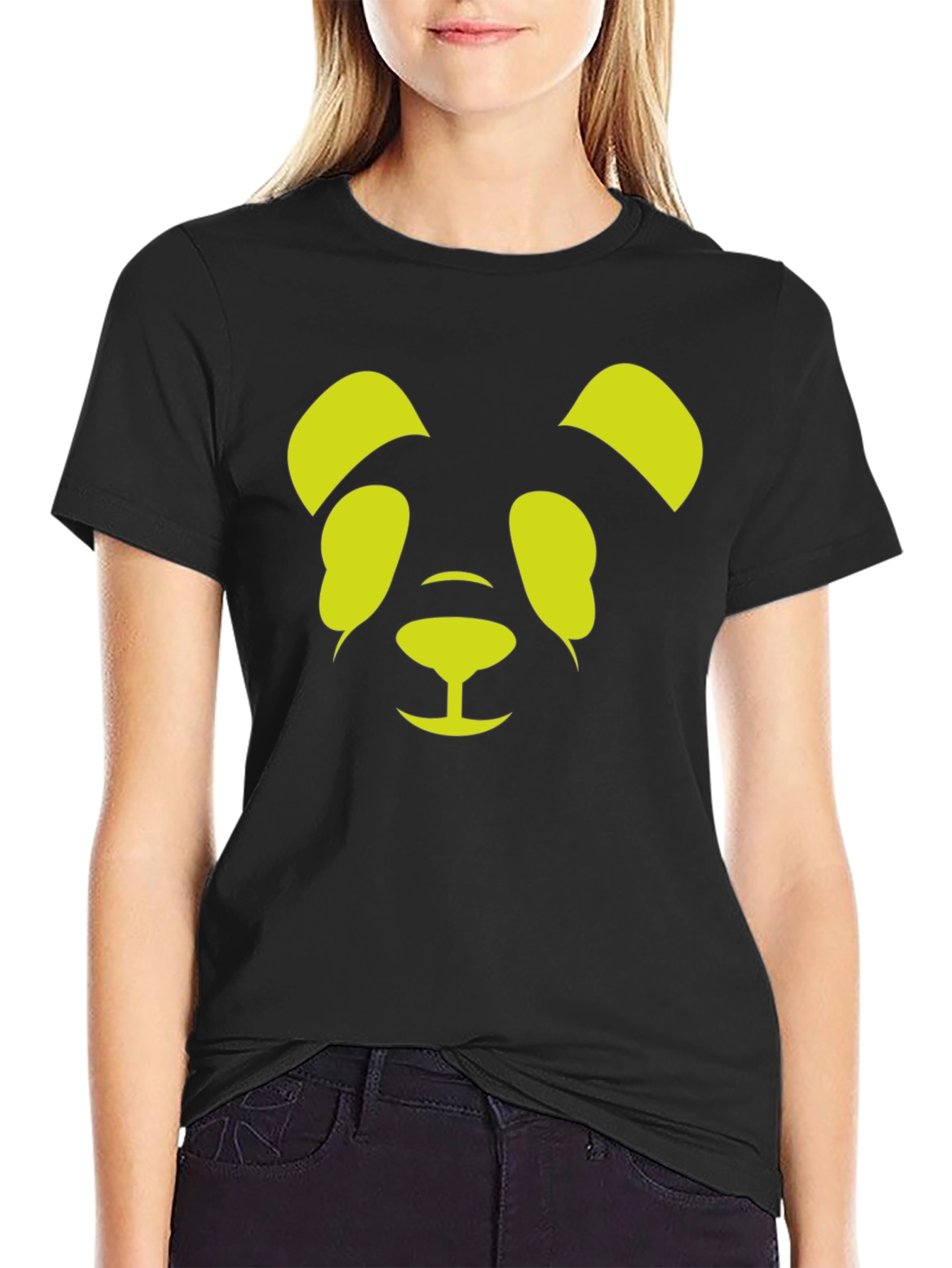 Black Cool Panda Graphic Tee - Black Cotton Blend T-Shirt view 2