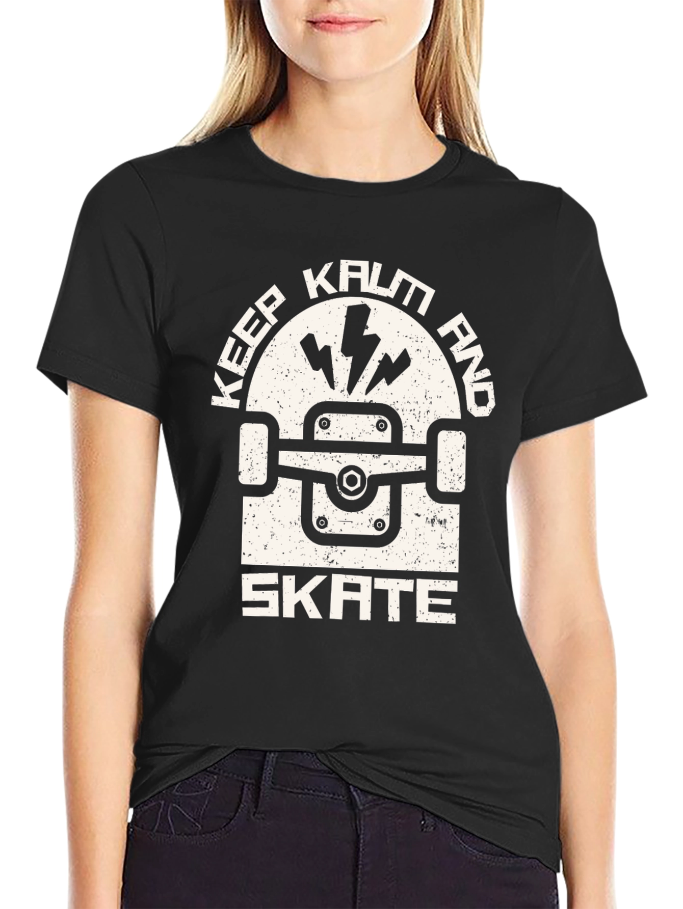 Black Keep Kalm and Skate Black T-Shirt view 2