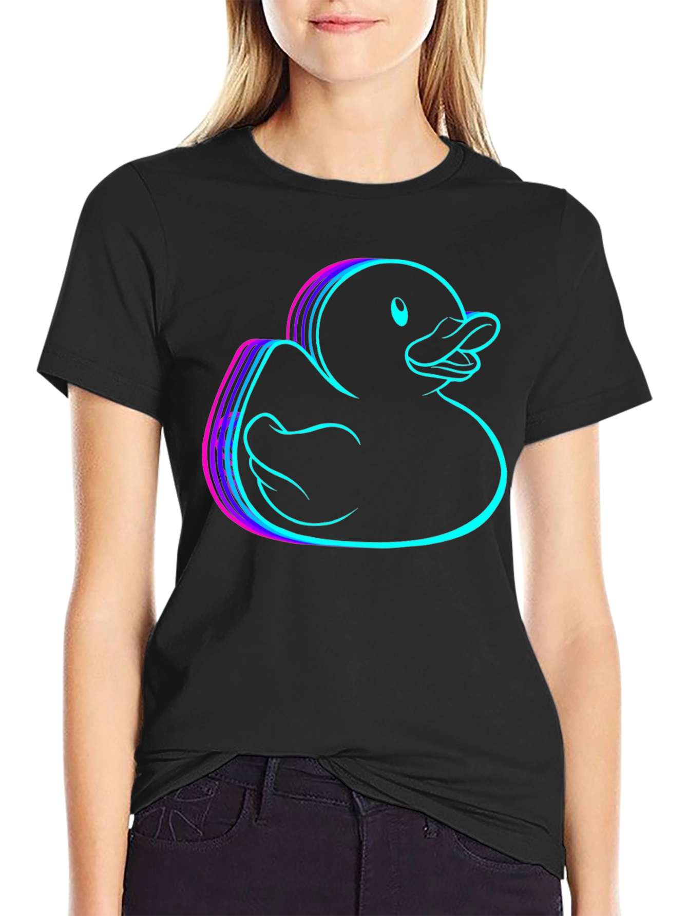 Black Neon Rubber Duck Graphic Tee - Black view 2
