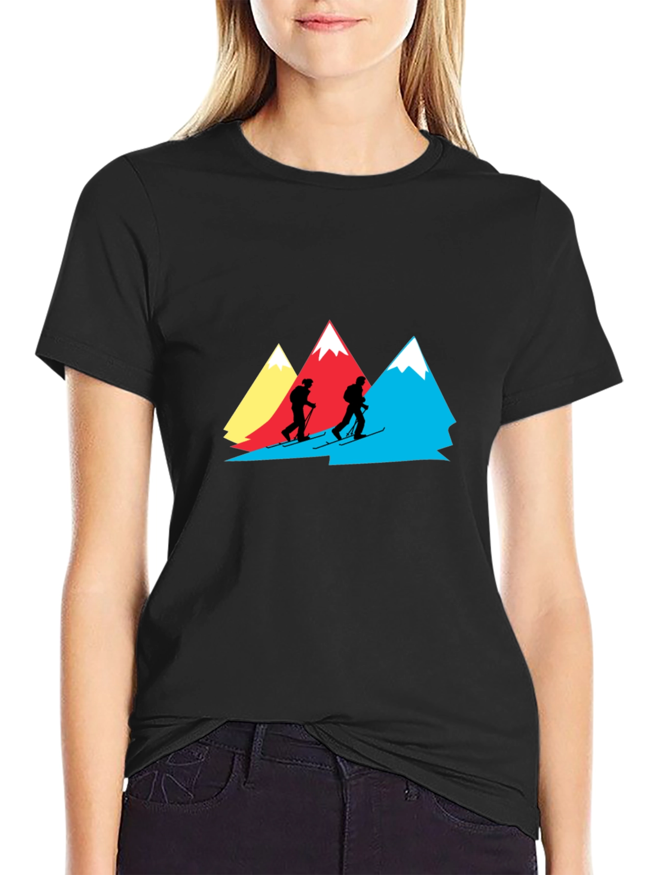 Black Mountain Skiers Graphic Tee - Black Cotton Shirt view 2