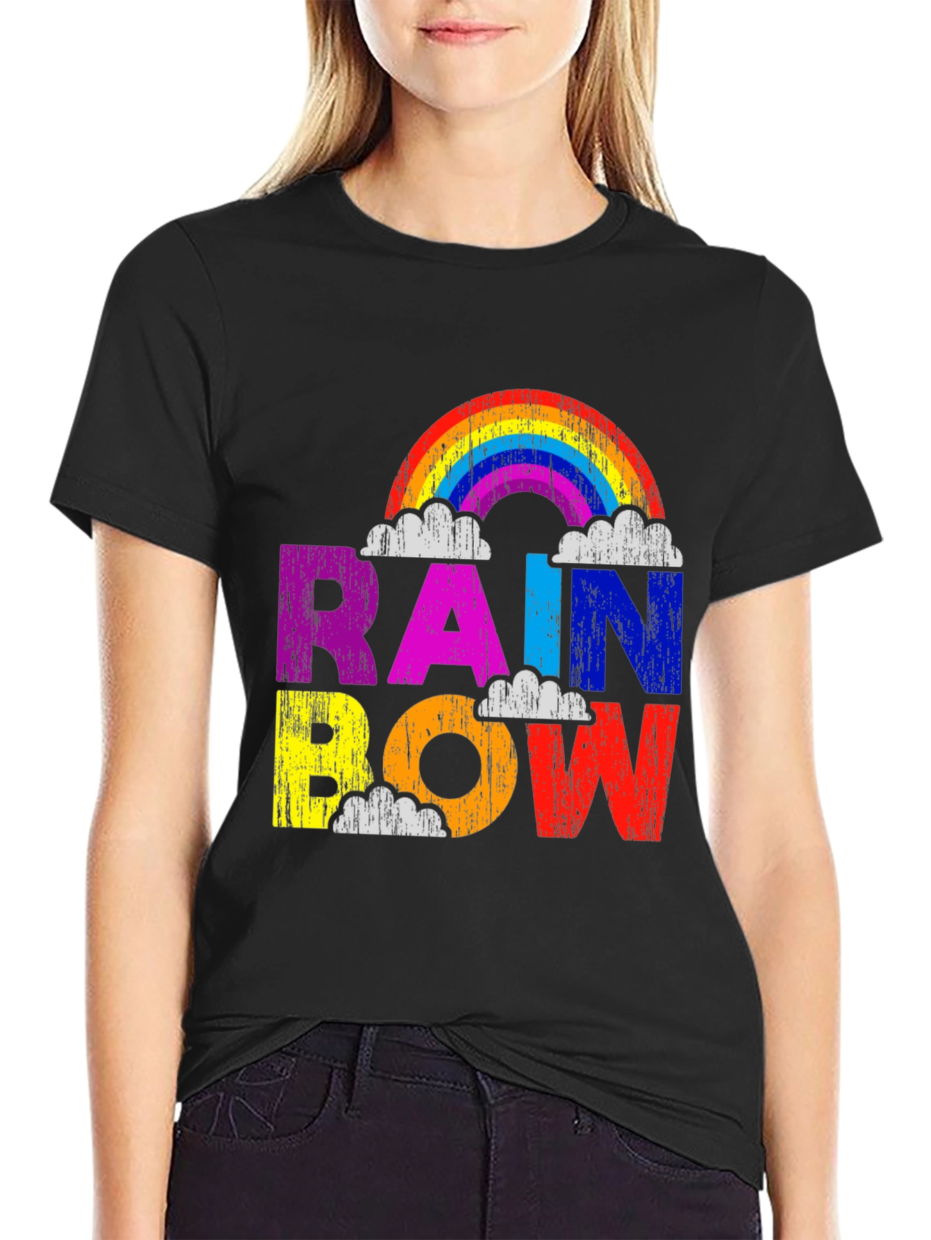 Black Rainbow Graphic Tee - Colorful Pride T-Shirt view 2