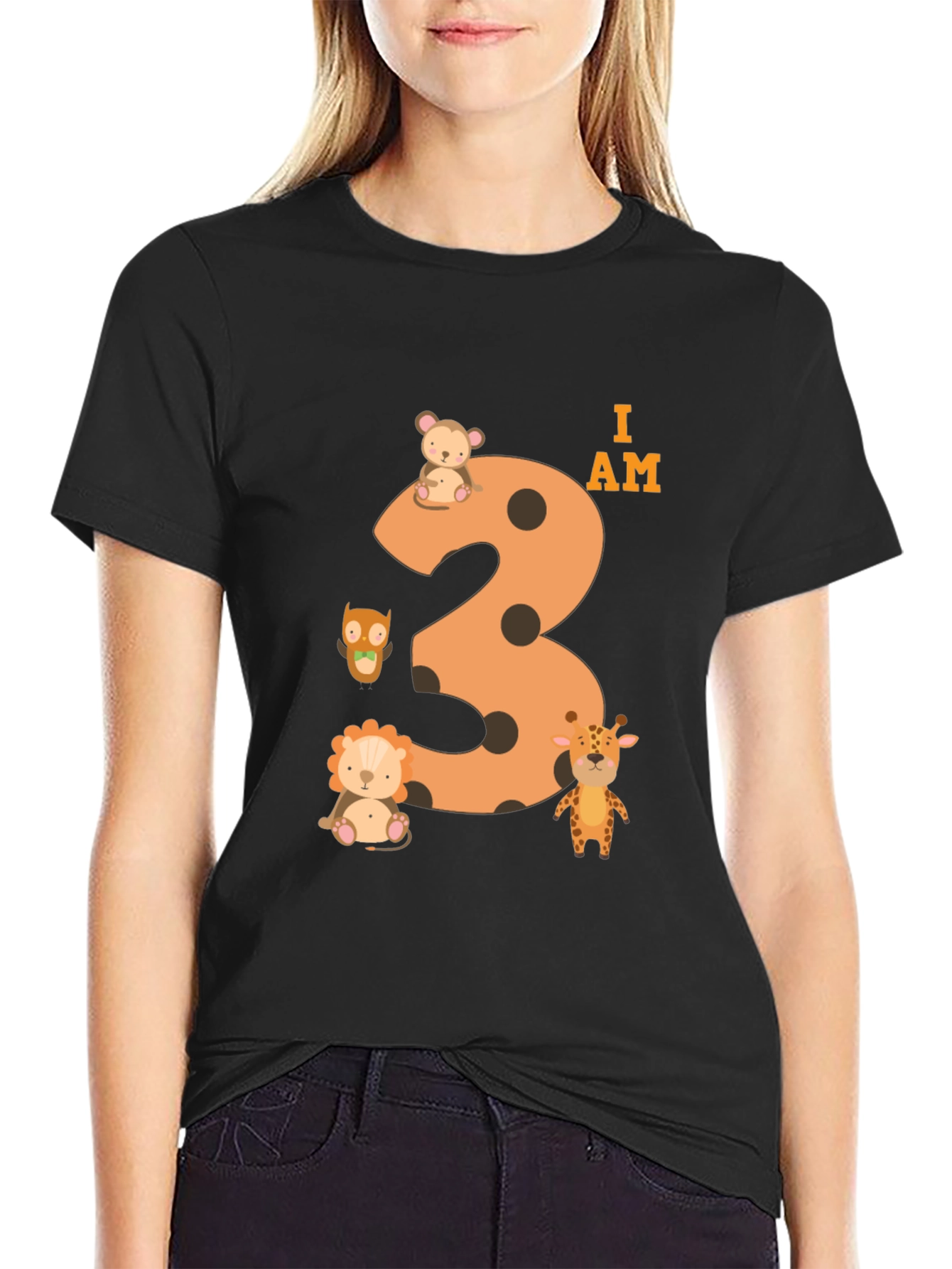 Black I am 3rd Birthday T-Shirt for Kids view 2