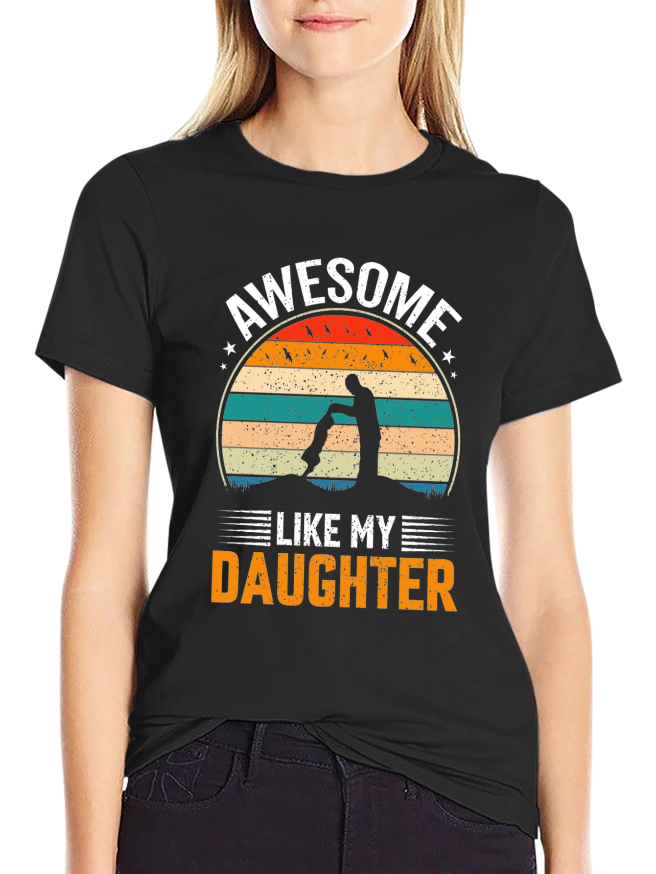 Black Awesome Like My Daughter Graphic T-Shirt view 2
