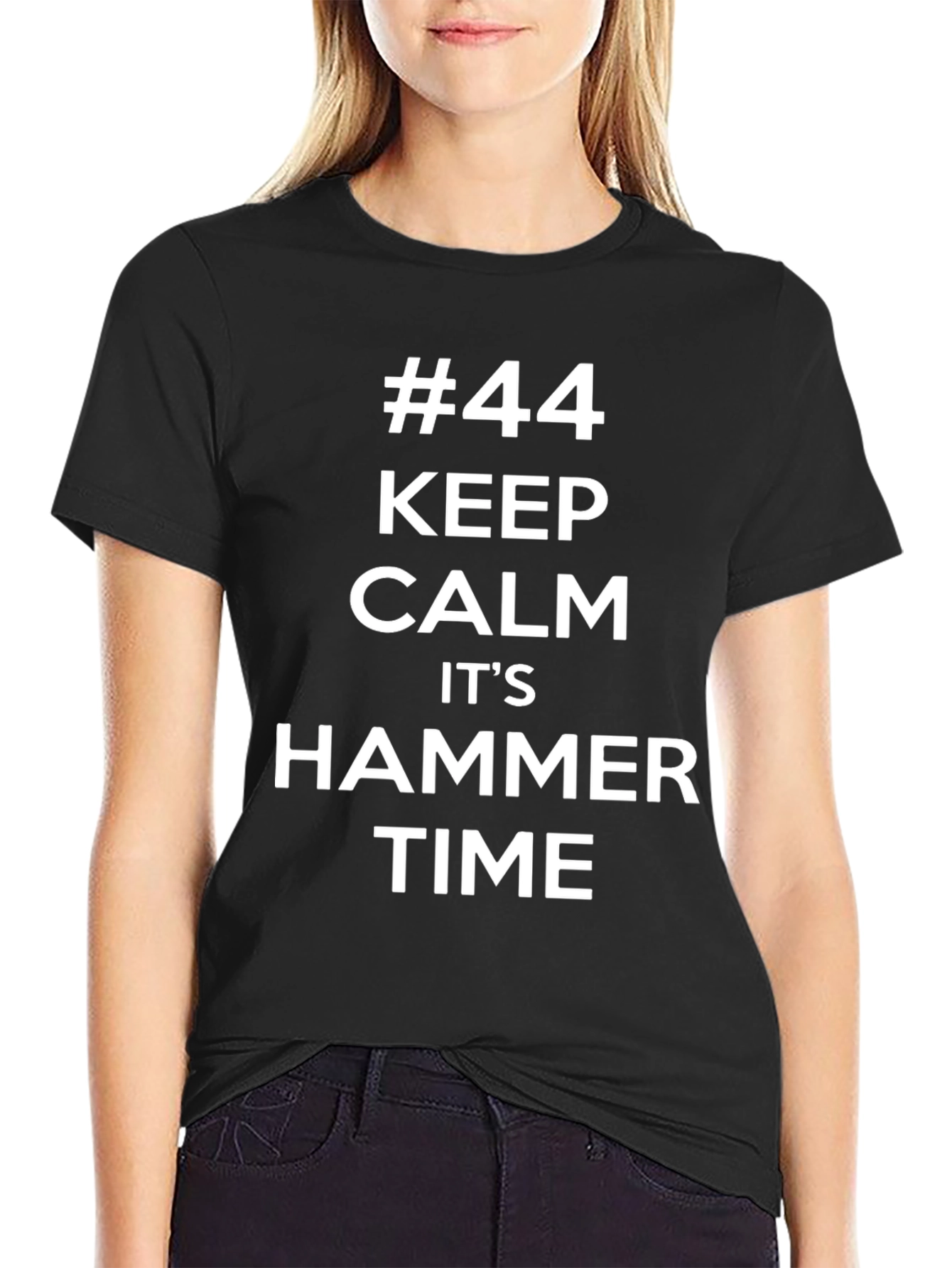 Black Keep Calm It's Hammer Time #44 Black Tee view 2