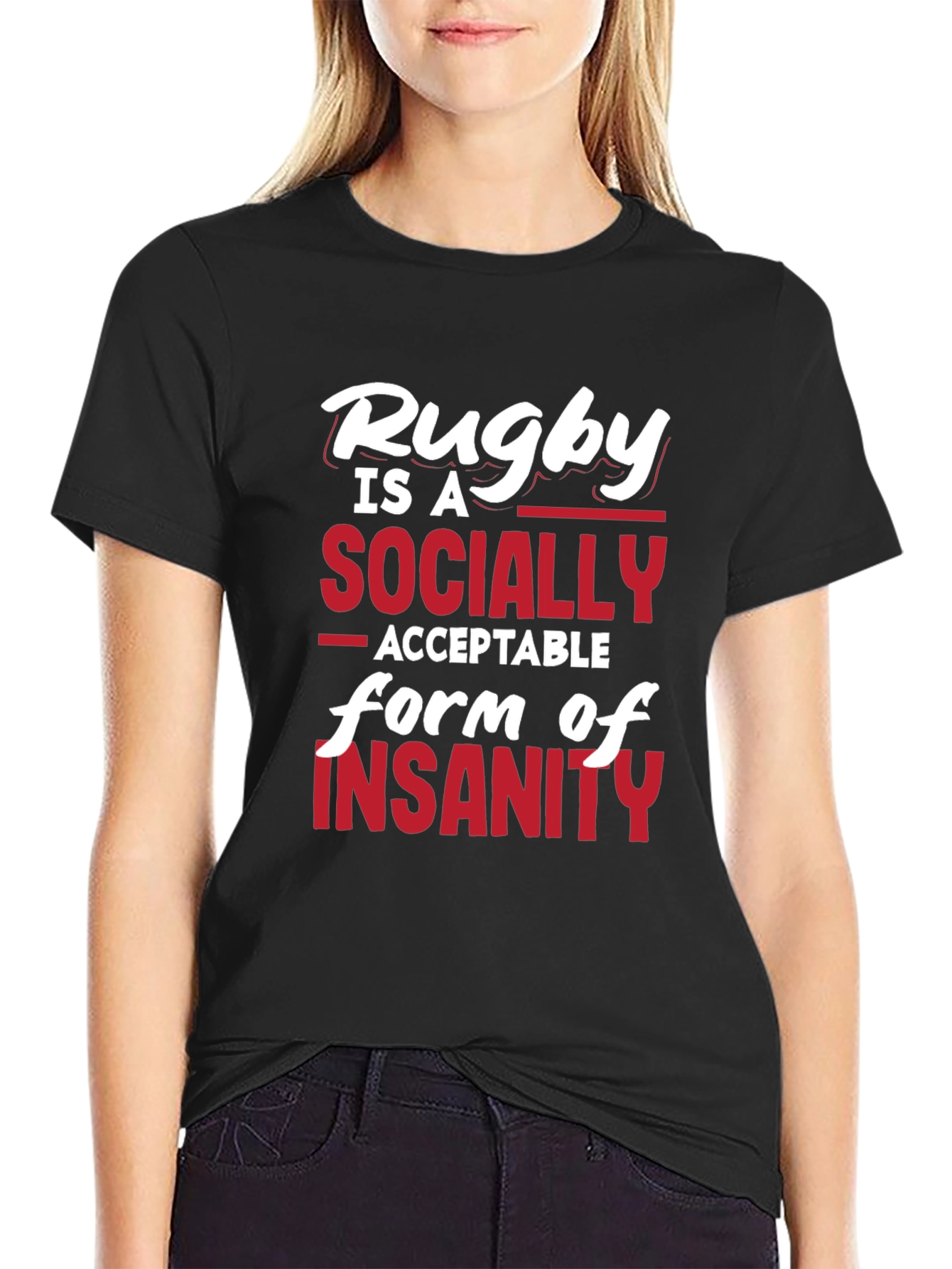 Black Rugby Insanity Graphic T-Shirt - Black view 2