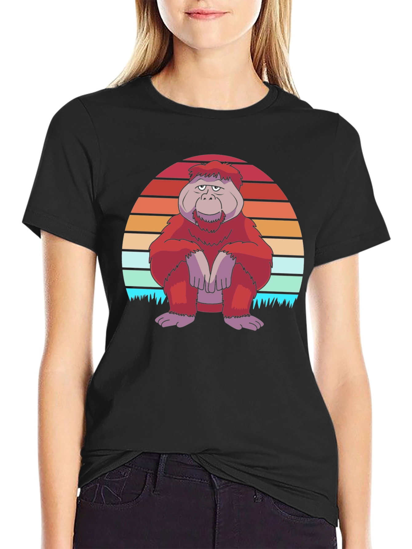 Black Retro Orangutan Graphic Tee - Comfort Fit view 2