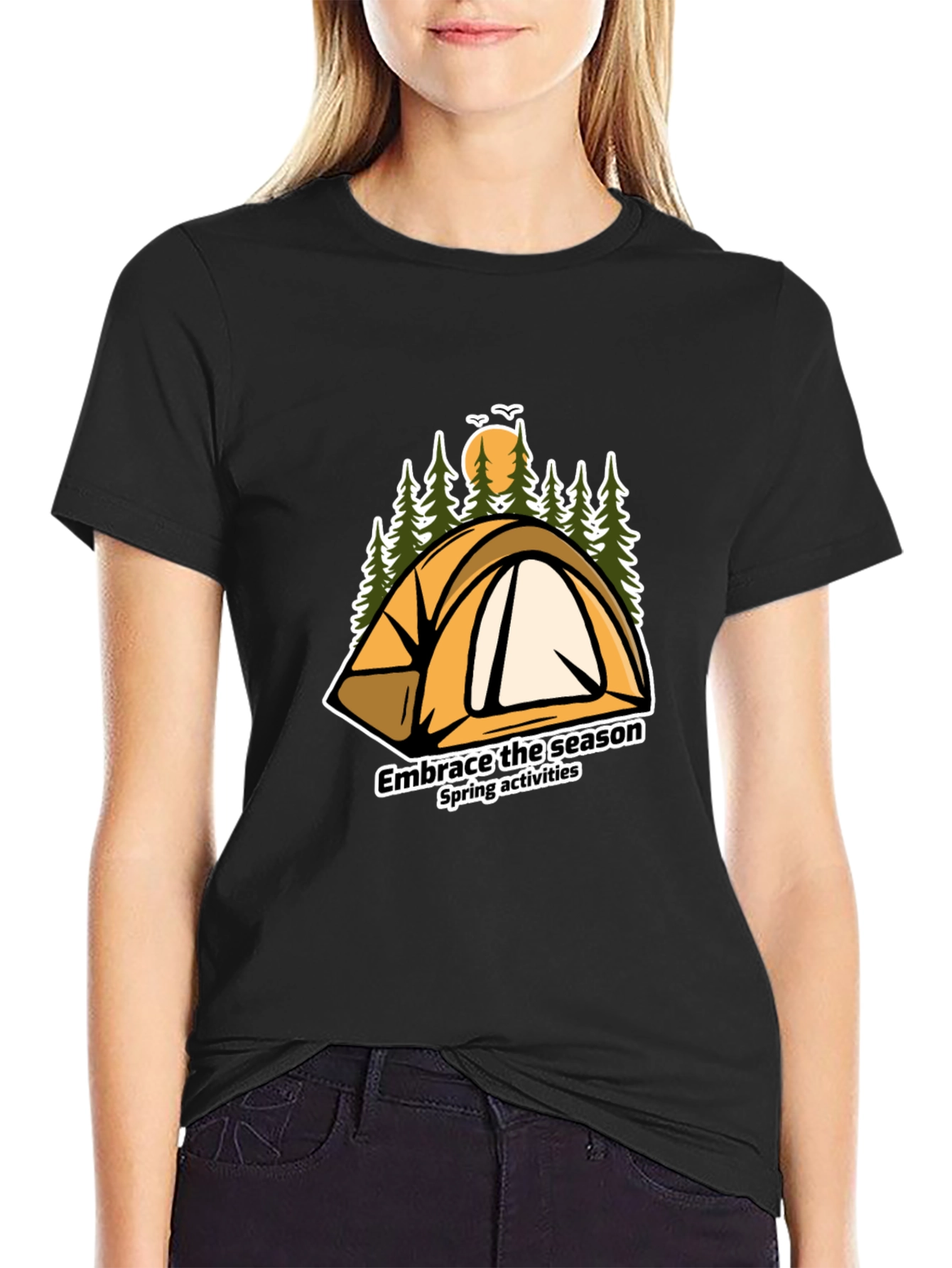 Black Embrace the Season Camping T-Shirt view 2
