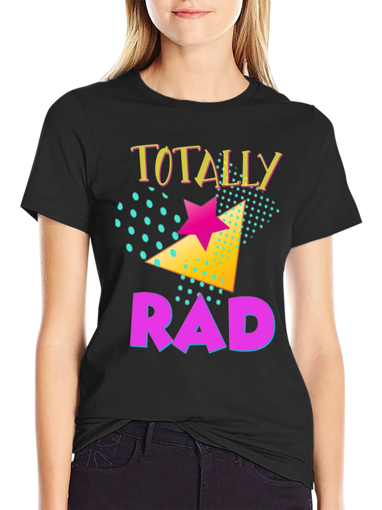 Black Totally Rad Retro Graphic T-Shirt view 2