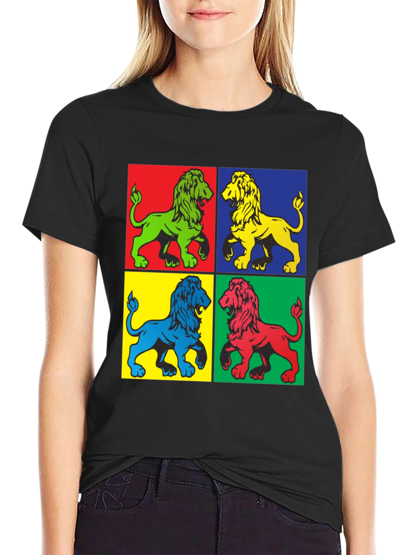 Black Pop Art Lion Graphic Tee view 2