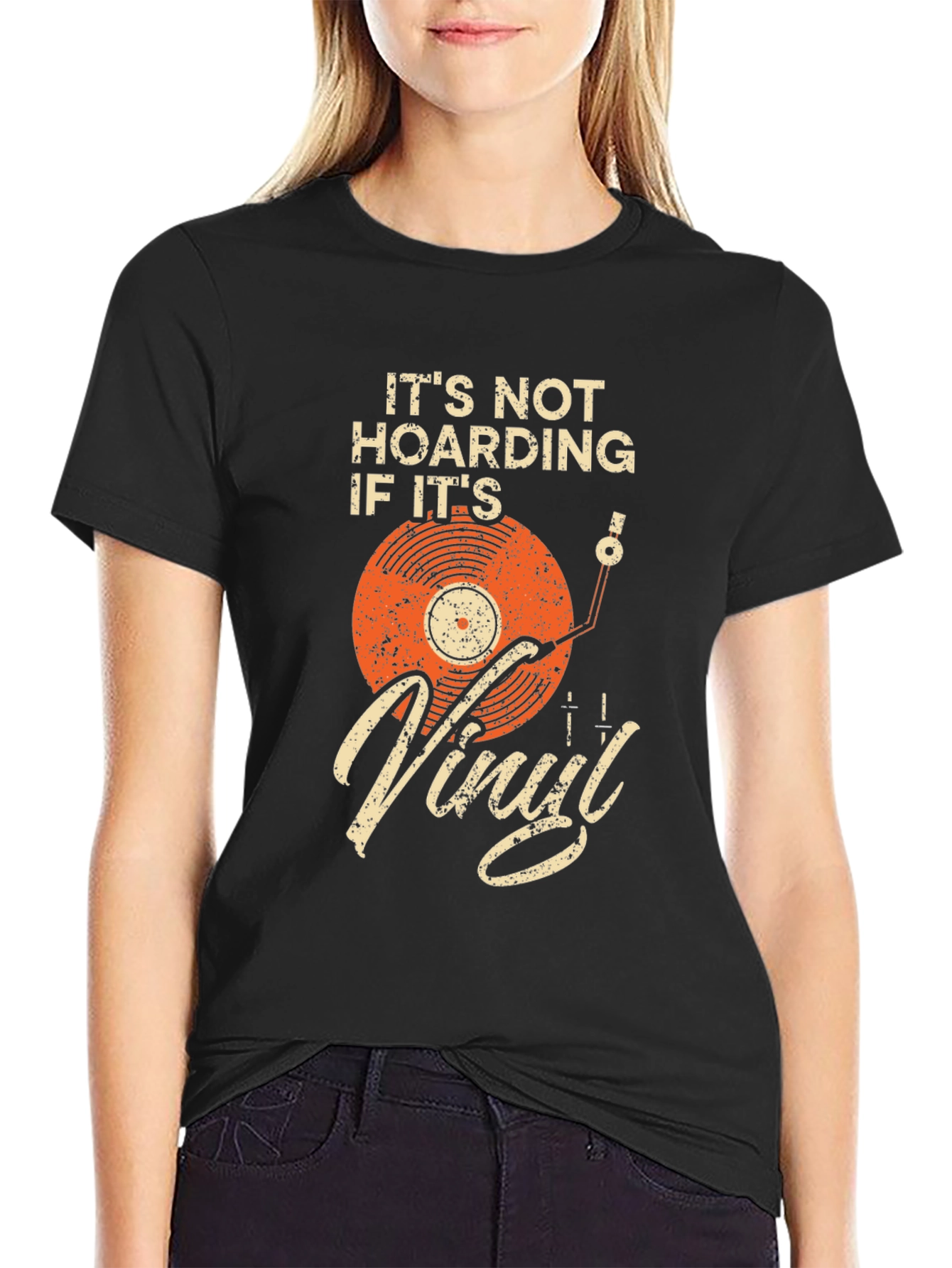 Black Vinyl Record Lover T-Shirt - It's Not Hoarding view 2