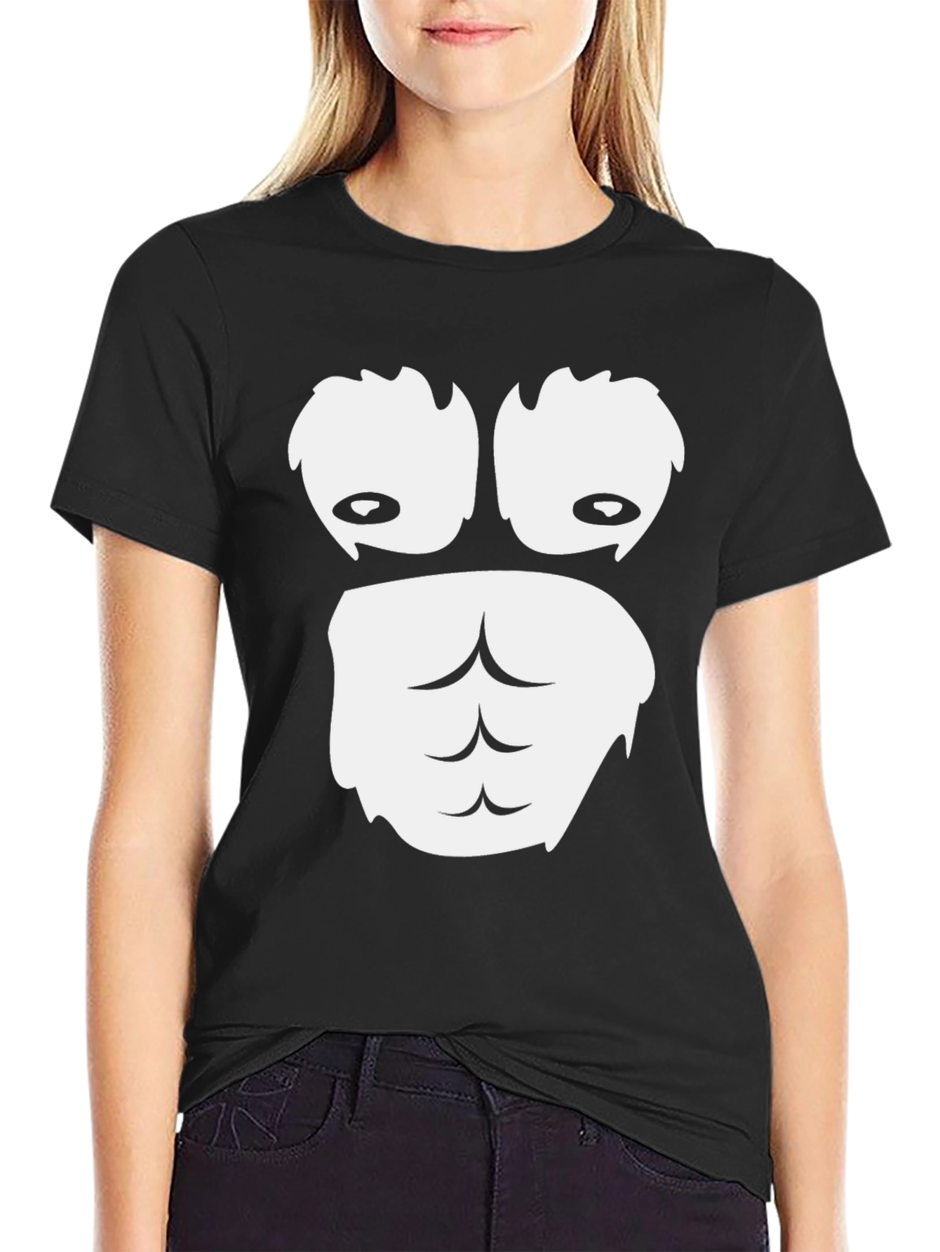 Black Funny Gorilla Face Graphic T-Shirt - Black Cotton Tee view 2