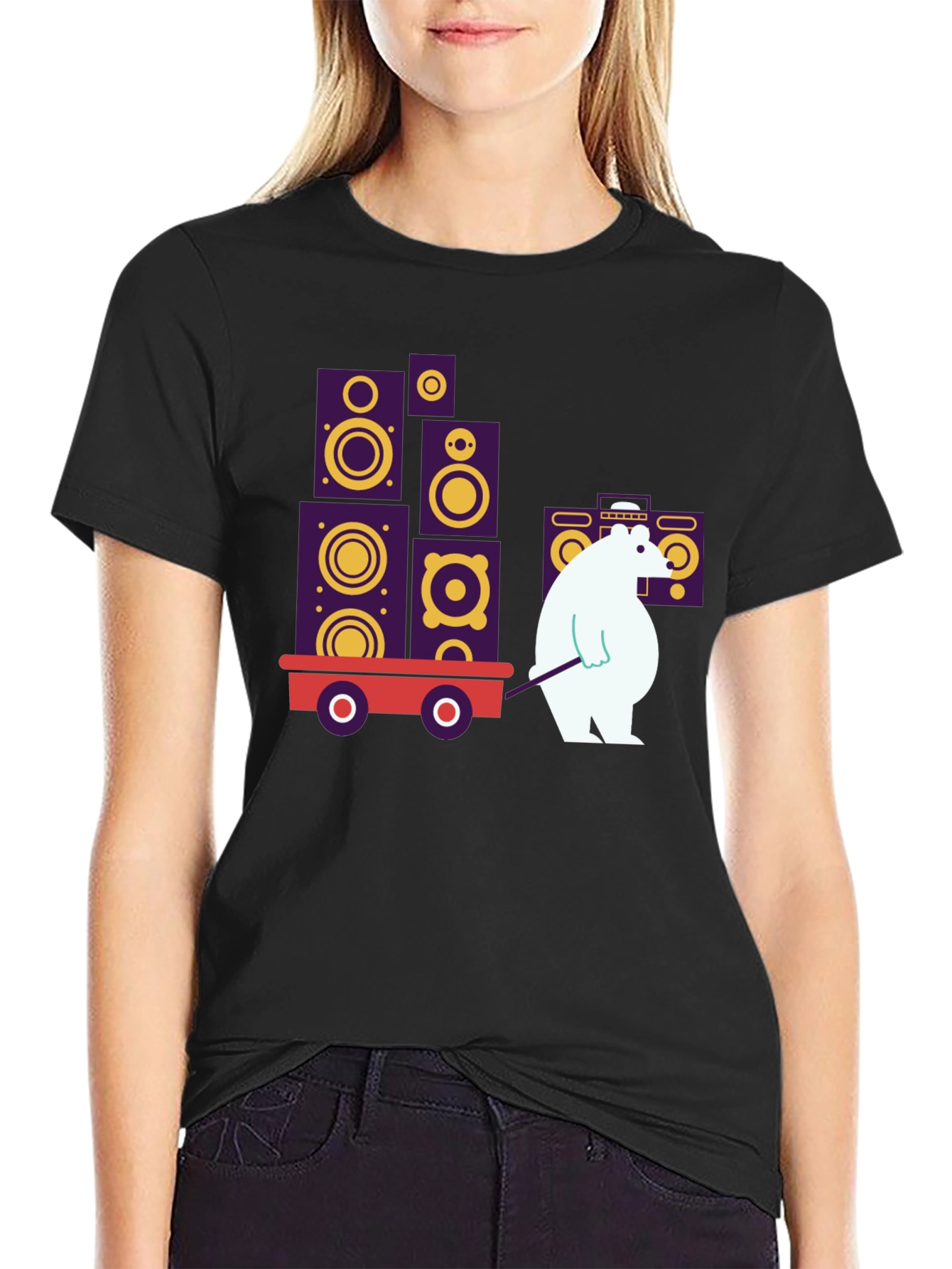Black Cool Graphic Tee - Bear Hauling Speakers view 2
