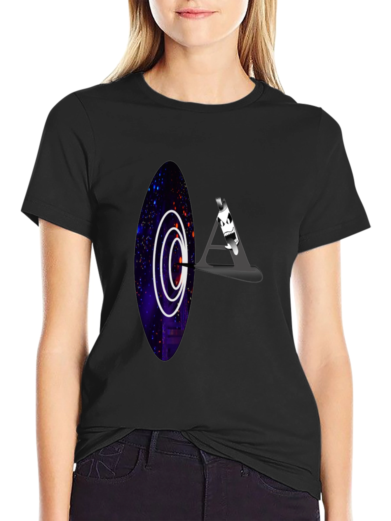 Black Cosmic Portal T-Shirt - Unique Graphic Tee view 2