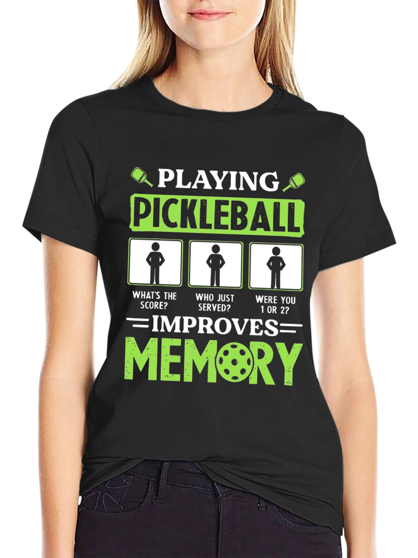 Black Pickleball Memory Improvement T-Shirt view 2